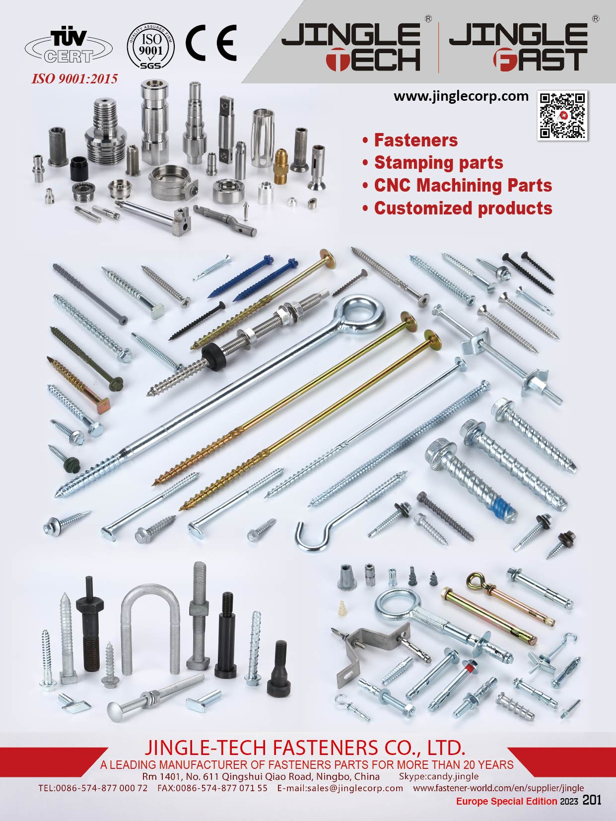 JINGLE-TECH FASTENERS CO., LTD. , Fasteners, Stamping Parts, CNC Machining Parts, Customized Products , Non-standard Hexagon Head Screws / Bolts