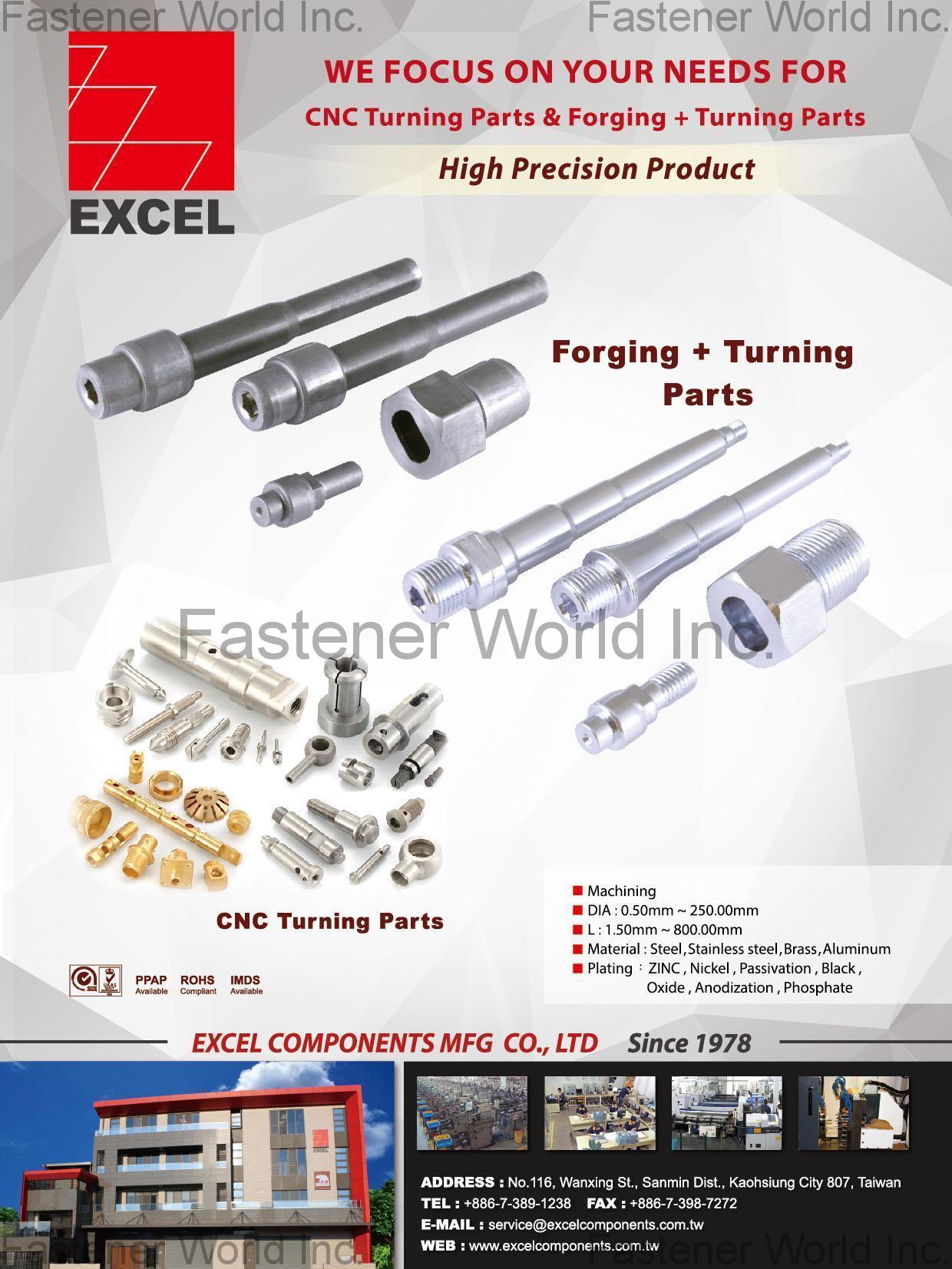 EXCEL COMPONENTS MFG. CO., LTD. , Forging + Turning Parts, CNC Turning Parts , Turning Parts
