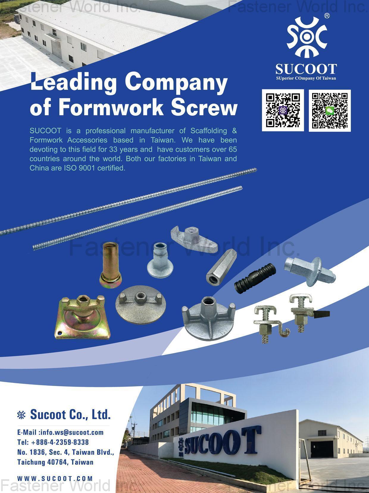 SUCOOT CO., LTD. , Formwork Screw , Construction Fasteners