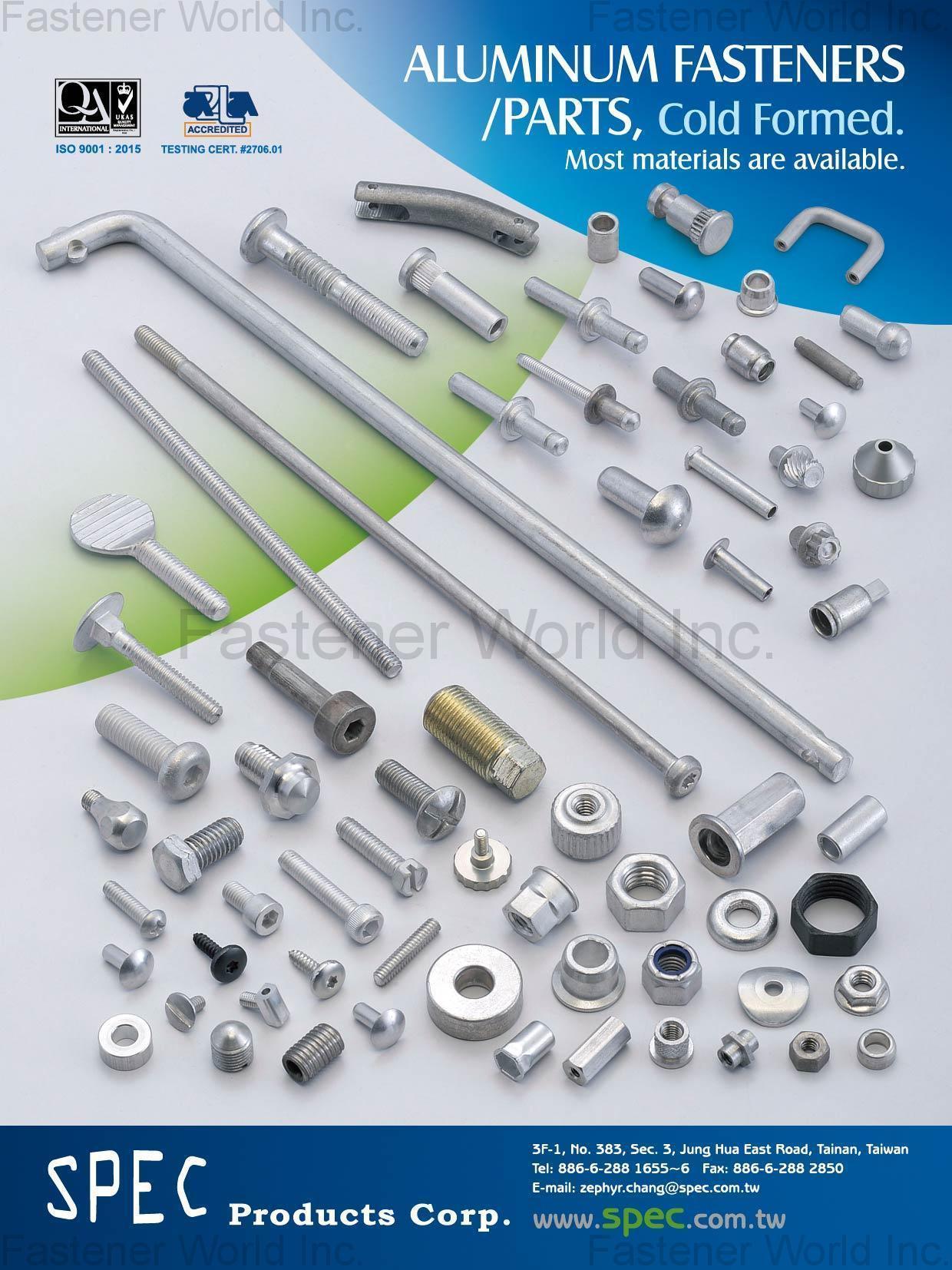 SPEC PRODUCTS CORP.  , Aluminum Fasteners/Parts, Cold Formed , Aluminum Bolts