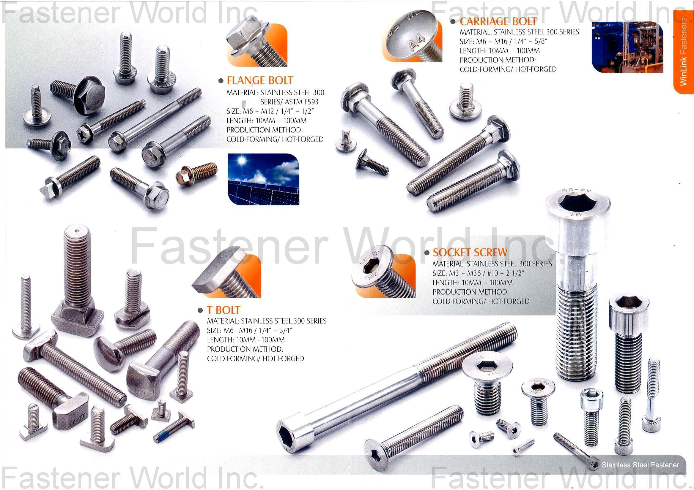 WINLINK FASTENERS CO., LTD.  , Flange Bolts, T Bolts, Carriage Bolts, Socket Screws , Flanged Head Bolts
