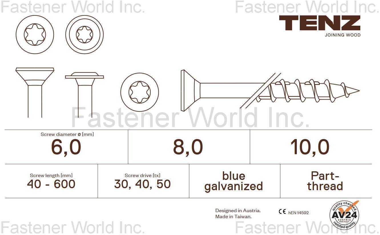 TENZ INTERNATIONAL LIMITED , TENZ, Wood Building Screws diameter , Wood Screws