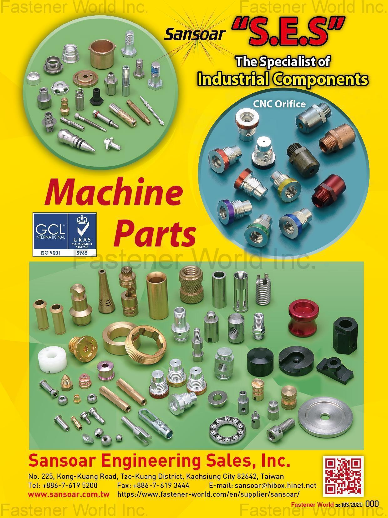 SANSOAR ENGINEERING SALES, INC.  , Industrial Components, Machine Parts, CNC Orifice