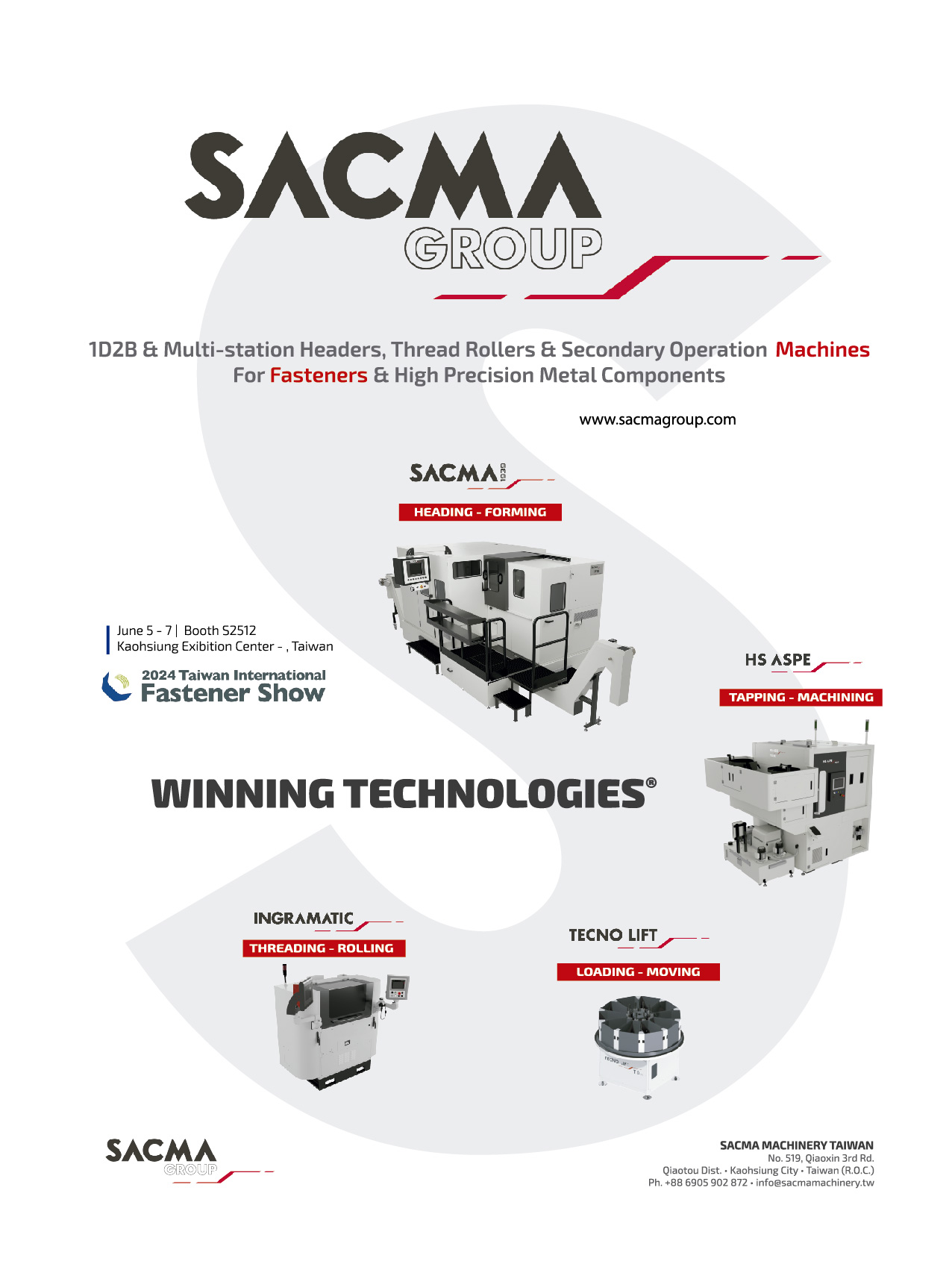 SACMA GROUP , 1D2B & Multi-station Headers, Thread Rollers & Secondary Operation Machines for Fasteners & High Precision Metal Components