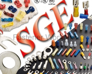 wiring terminals, cable terminals, cable lug, cord end ferrules, flag terminals, electrical connector, electrical terminals, pre insulated terminals, faston, push on connectors, quick connectors, aftermarket wire nut, cable terminals, DIN46234 ring terminals(SGE TERMINALS & WIRING ACCESSORIES INC.)