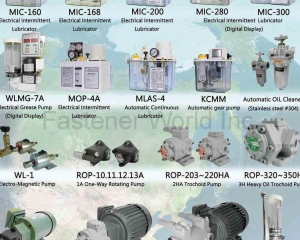Centralize Lubricating Systems, Electrical Intermittent Lubricator, Automatic Continuous Lubricator, Automatic Gear Pump, Automatic Oil Cleaner, Electro-Magnetic Pump, One-Way Rotating Pump, Trochoid Pump, Heavy Oil Trochoid Pump, Trochoid Pump with Motor, Manual Grease Pump(WEI LIANG CORPORATION)