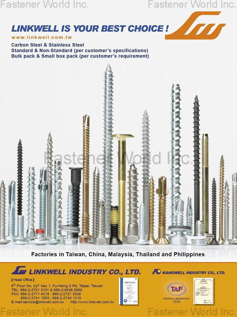 LINKWELL INDUSTRY CO., LTD. , Carbon Steel, Stainless Steel, Standard & Non Standard, bulk pack & small box pack , Drywall Screws