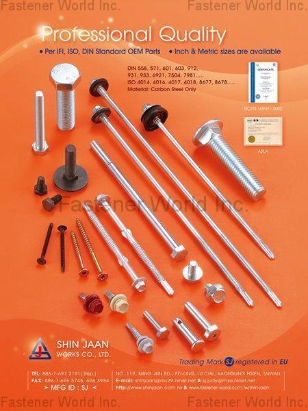 SHIN JAAN WORKS CO., LTD.  , Hex Bolt/Plow Bolt/Sheet Metal Screw , Metal Screws