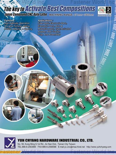 YUH CHYANG HARDWARE INDUSTRIAL CO., LTD.  , CNC Auto Lathe , CNC parts, CNC lathe