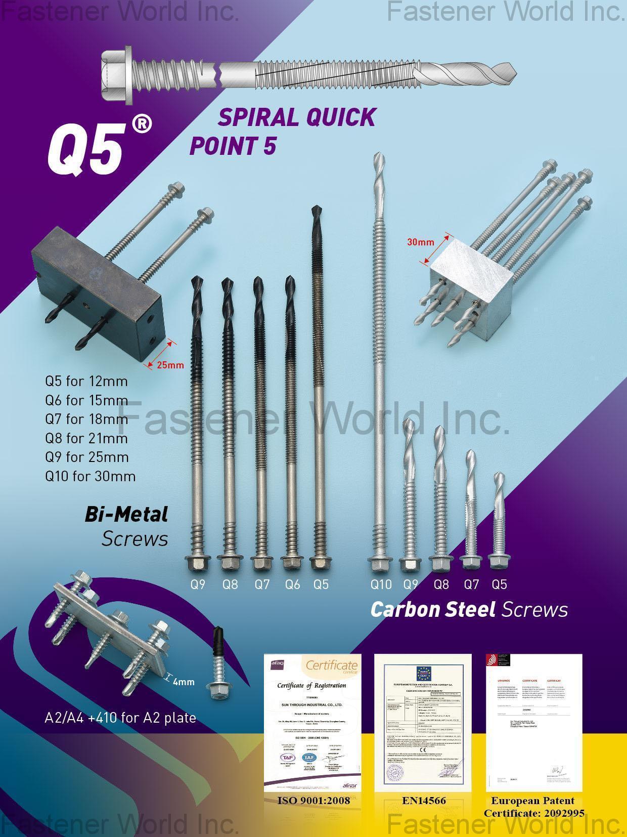 SUN THROUGH INDUSTRIAL CO., LTD. , Bi-Metal Screws, Carbon Steel Screws , Bi-metal Screw