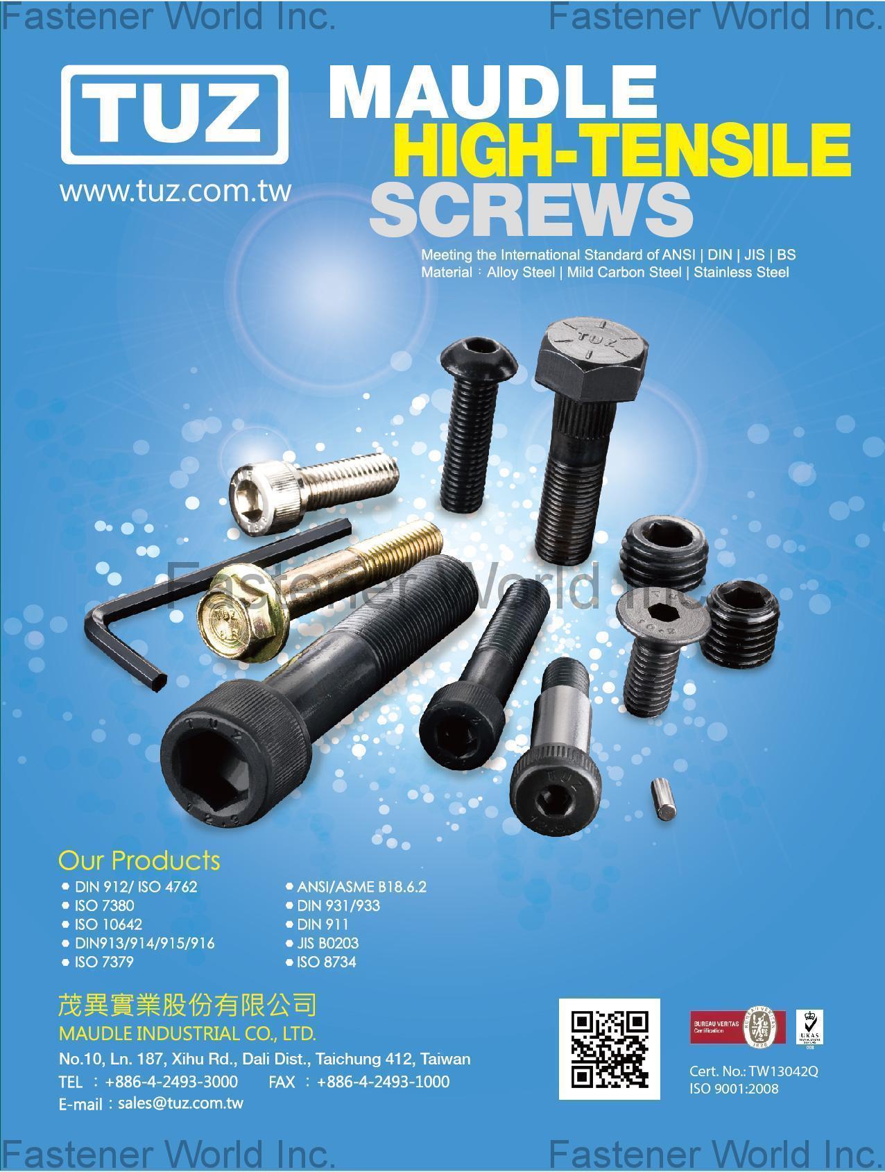 MAUDLE INDUSTRIAL CO., LTD.  , All Kinds of High Tensile Screws / Fasteners , All Kinds of Screws