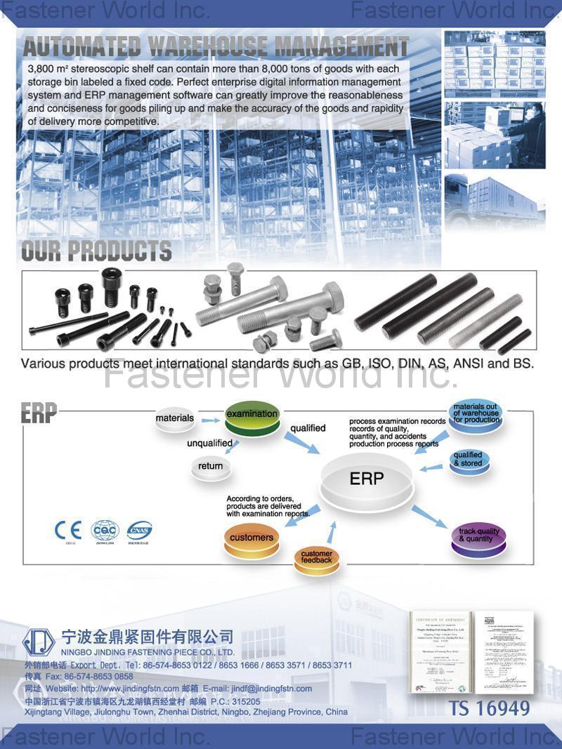NINGBO JINDING FASTENING PIECE CO., LTD , SCREWS , All Kinds of Screws