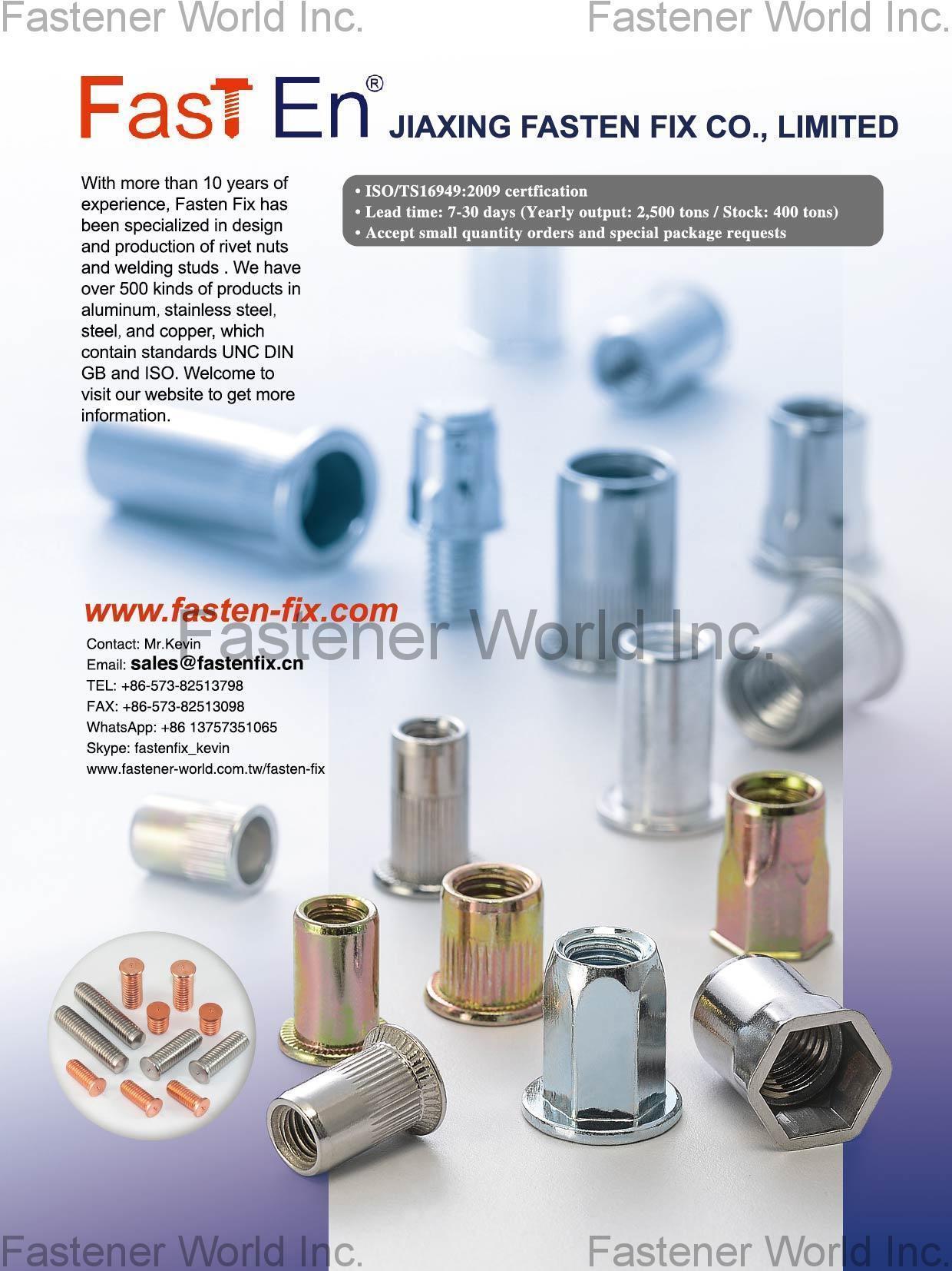 JIAXING FASTEN FIX CO., LIMITED , Rivet Nuts, Welding Studs , Blind Nuts / Rivet Nuts JIAXING FASTEN FIX CO., LIMITED , Rivet Nuts, Welding Studs , Blind Nuts / Rivet Nuts