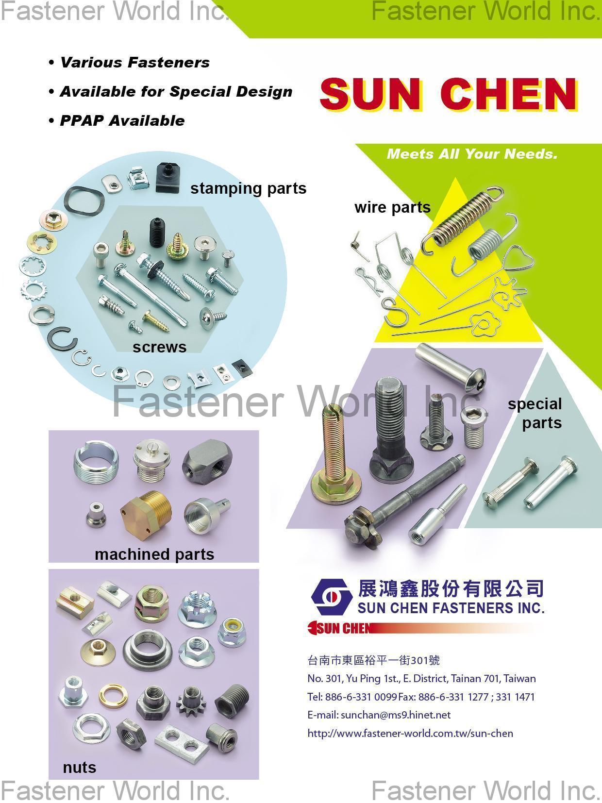 SUN CHEN FASTENERS INC., , Stamping , Machined parts, Nuts, Wire Parts, Special Parts , Machine Parts