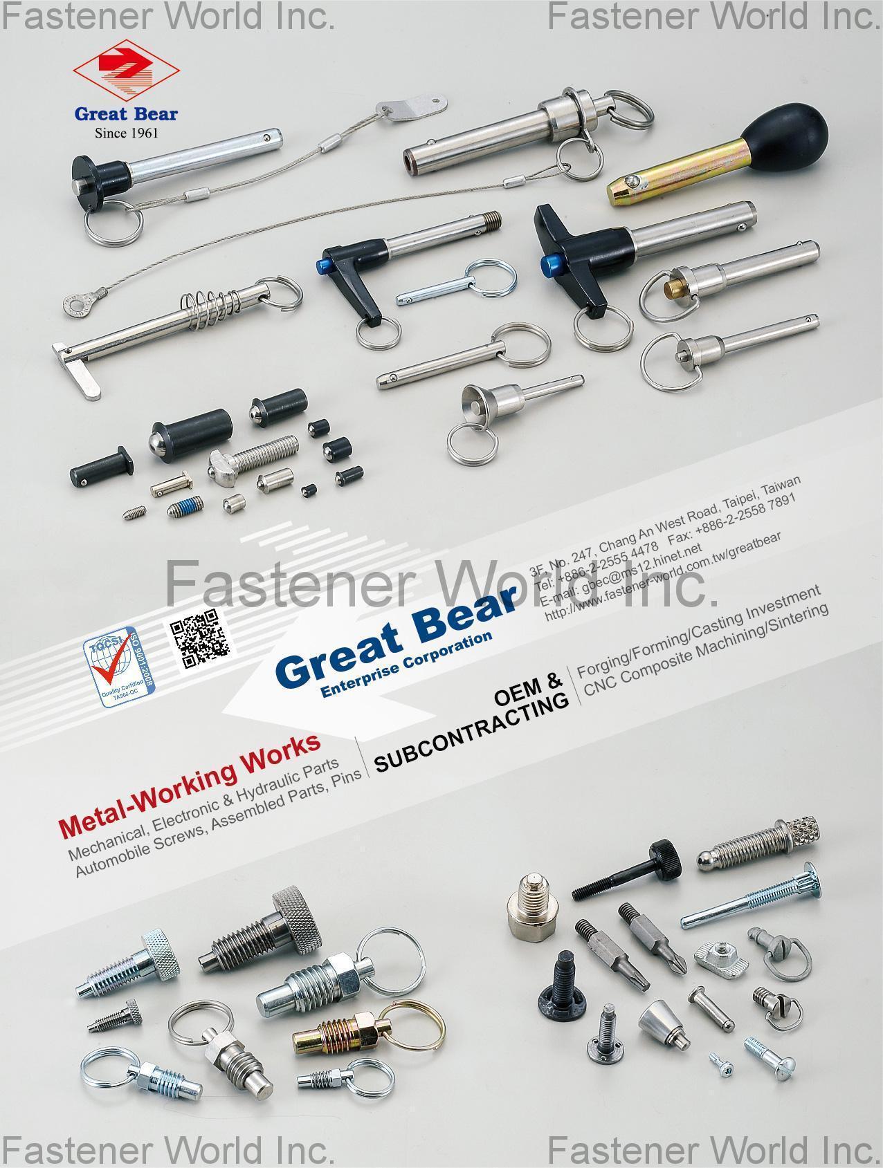 GREAT BEAR ENTERPRISE CORPORATION , Mechanical, Electronic & Hydraulic Parts, Automobile Screws, Assembled Parts, Pins , Pin/ Collar