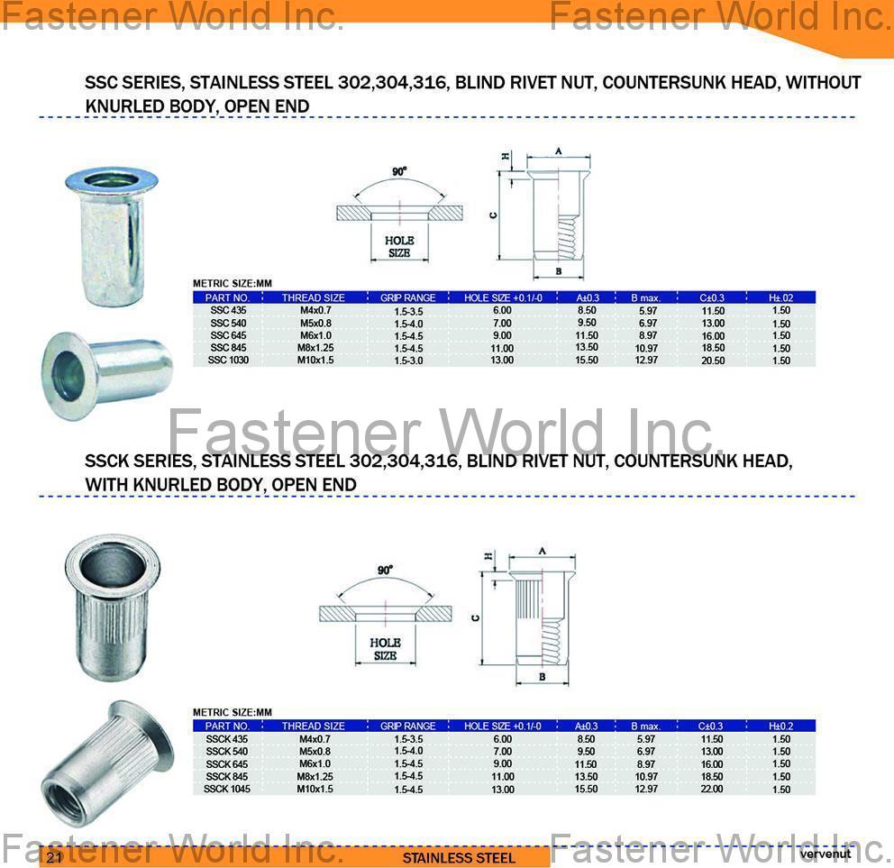 VIM INTERNATIONAL ENTERPRISE CO., LTD. , Blind Rivet Nut , Blind Nuts / Rivet Nuts
