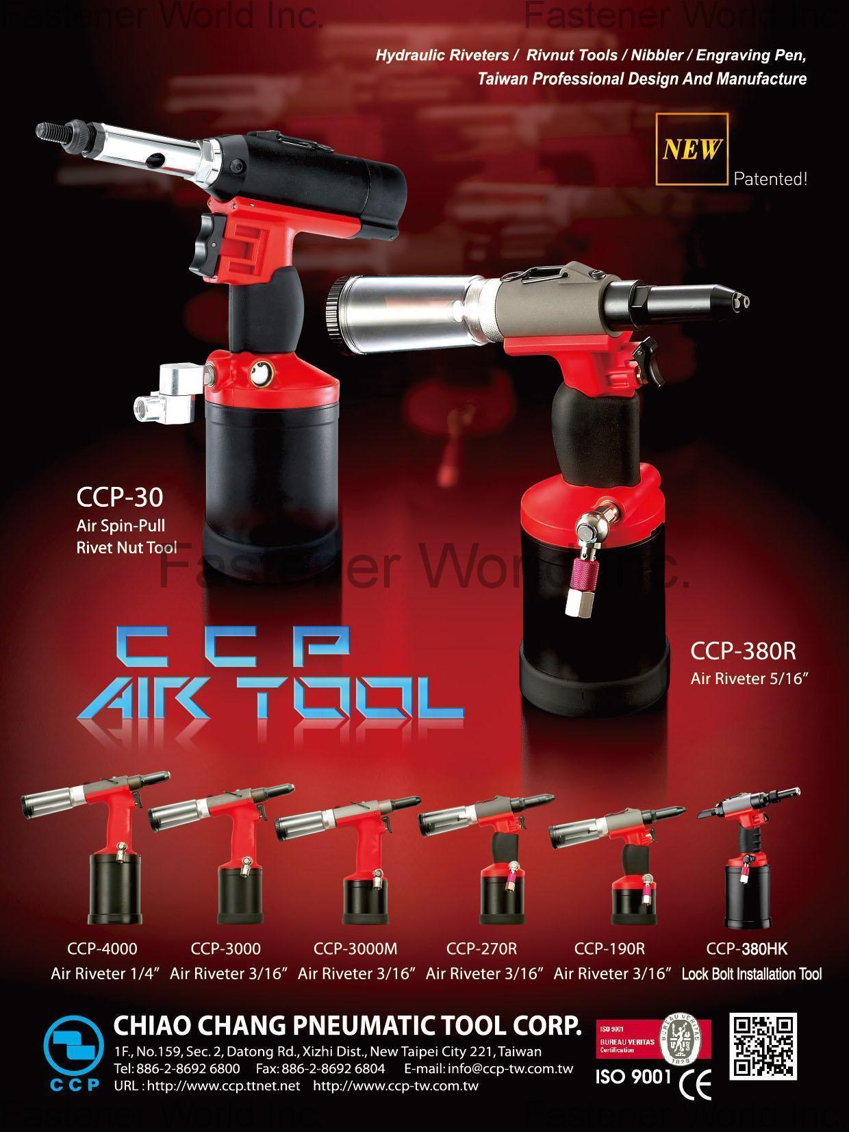 CHIAO CHANG PNEUMATIC TOOL CORP. , Air Spin-Pull Rivet Nut TOOL,Air Riveter,Lock Bolt Installation Tool , Rivet Nut Tools