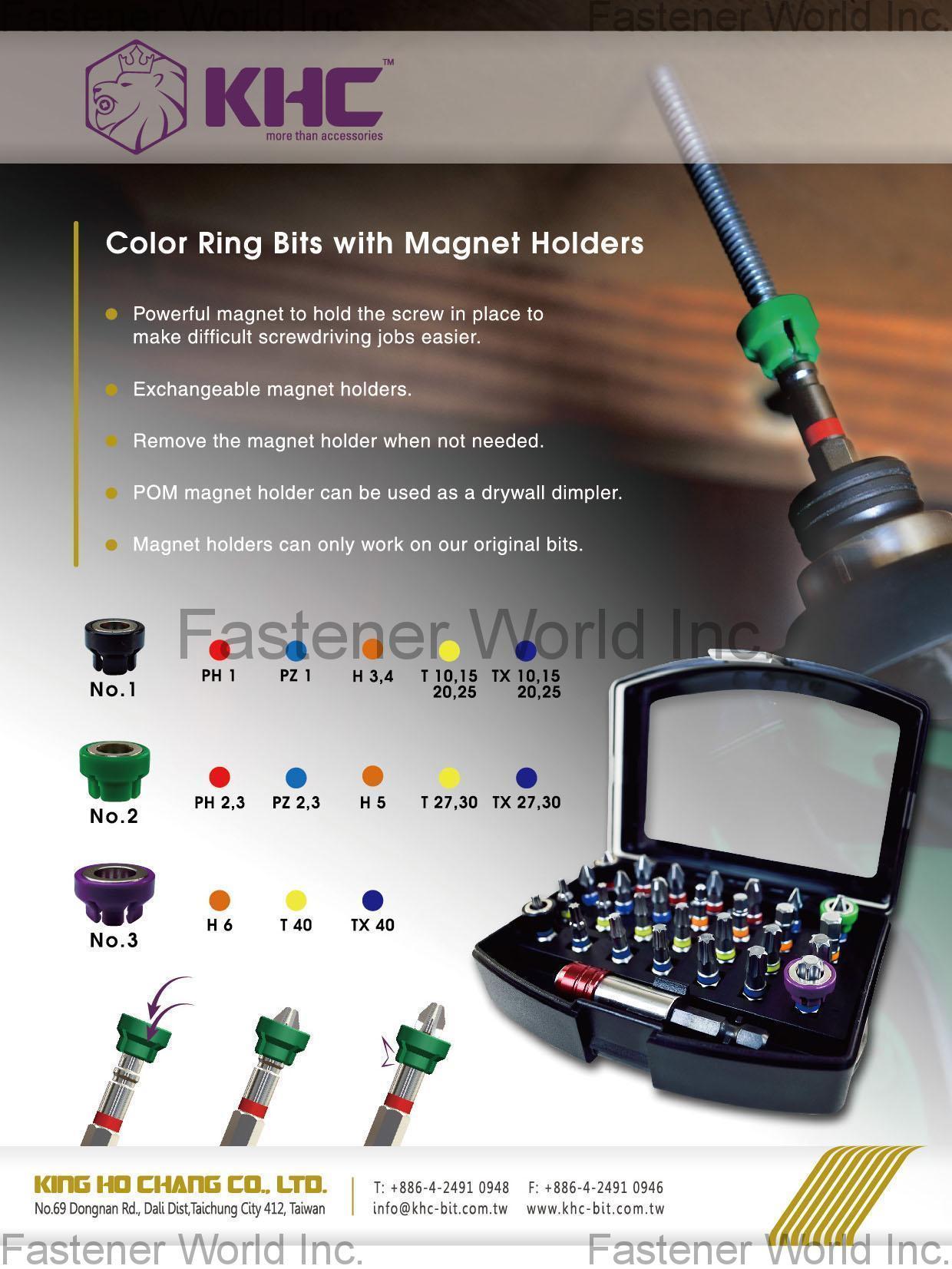 KING HO CHANG CO., LTD. , Color Ring Bits with Magnet Holders , Bits KING HO CHANG CO., LTD. , Color Ring Bits with Magnet Holders , Bits