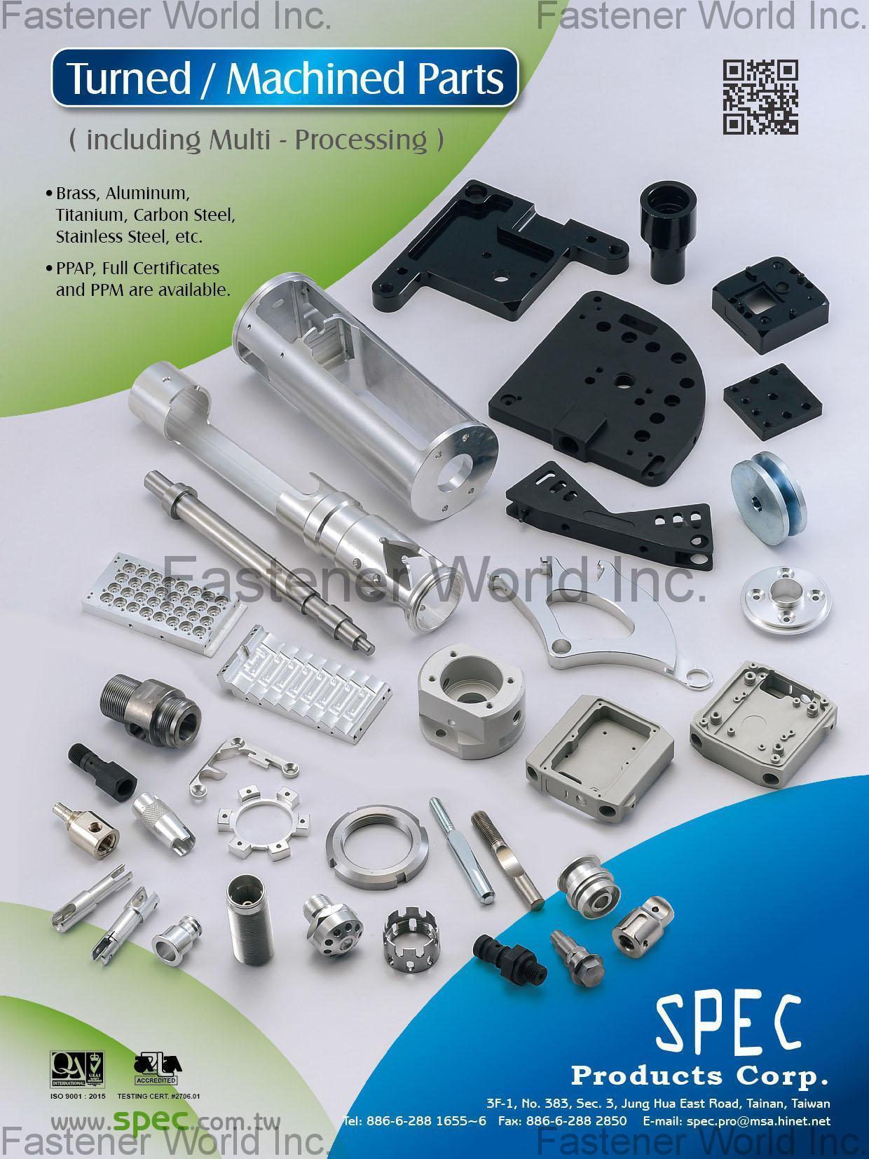 SPEC PRODUCTS CORP.  , Turned / Machined Parts , Machine Parts