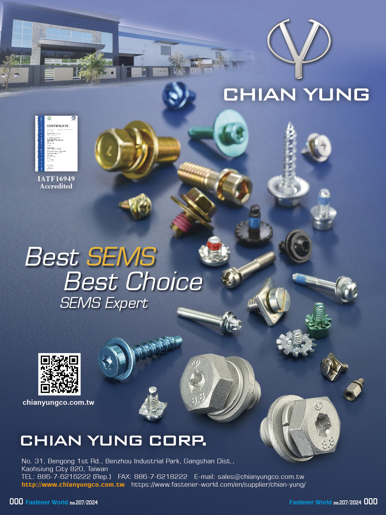 CHIAN YUNG CORPORATION  , SEMS SCREW   , SEMS Screws