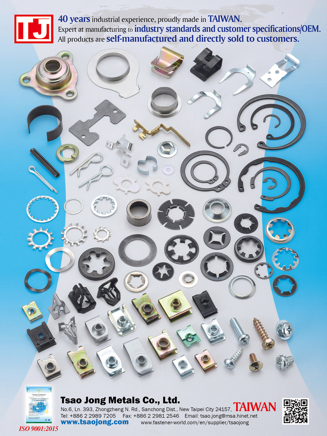 TSAO JONG METALS CO., LTD. , Locknuts and Pushnut, Self-threading Nuts, Bolt Retainers, Coiled Pins, Plate Nut, Toothed Lock Washer Internal , Custom Washers