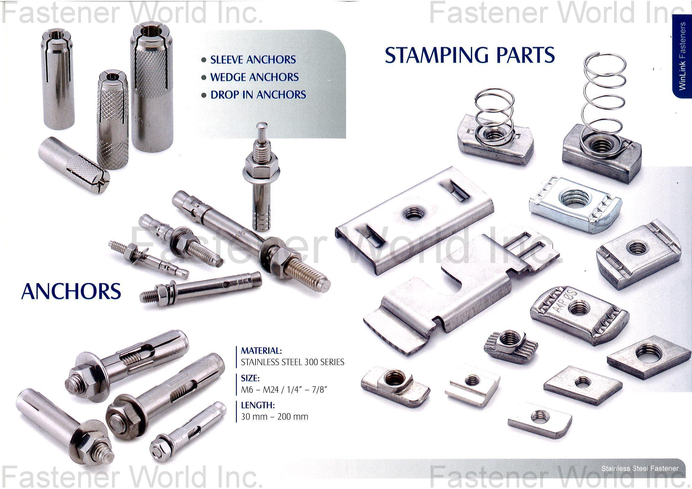 WINLINK FASTENERS CO., LTD.  , Sleeve Anchors, Wedge Anchors, Drop in Ahchors , Stamped Parts