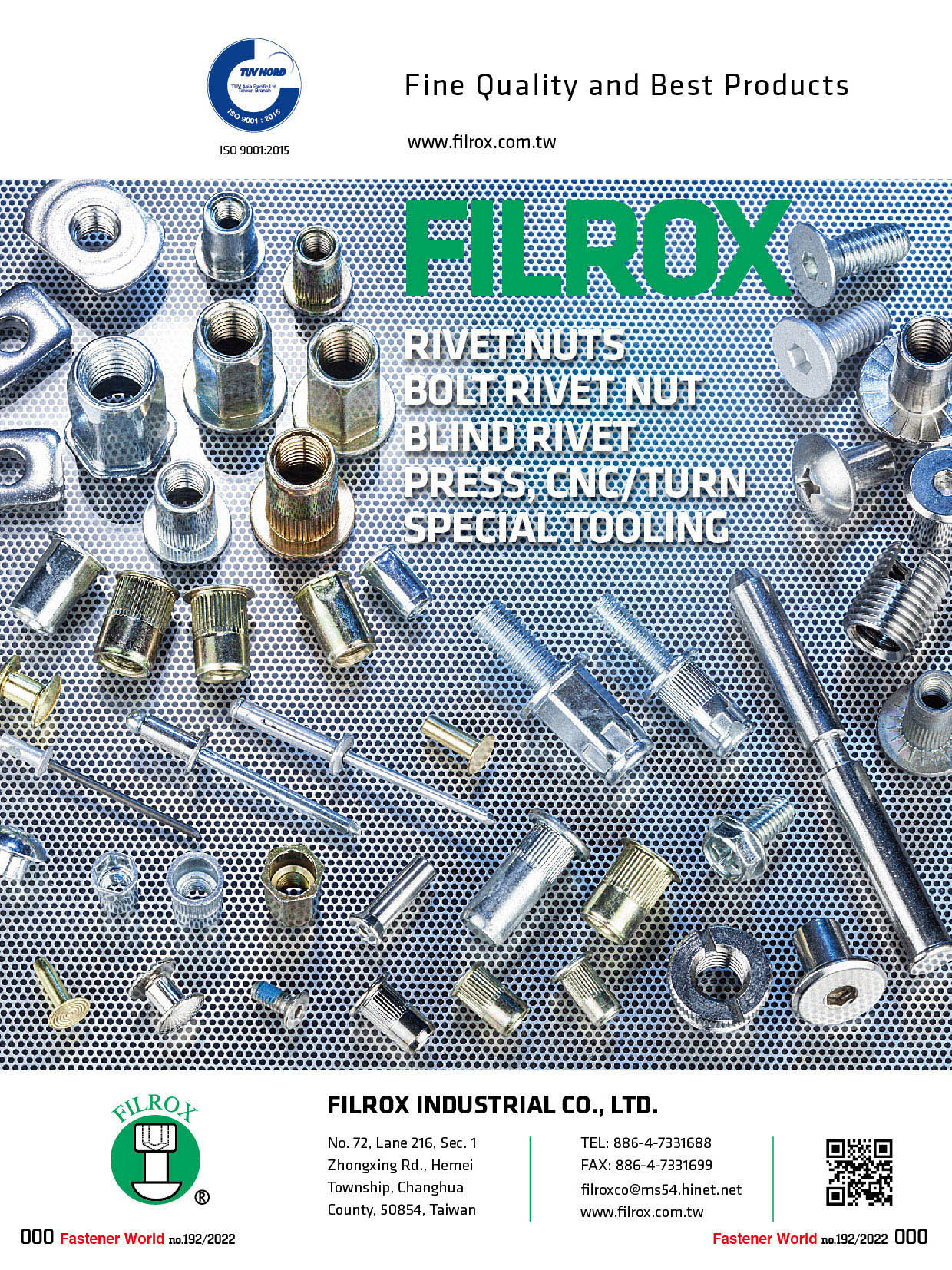 FILROX INDUSTRIAL CO., LTD.  , Rivet Nuts, Bolt Rivet Nut, Blind Rivet, Press, CNC/Turn, Special Tooling , Blind Rivets