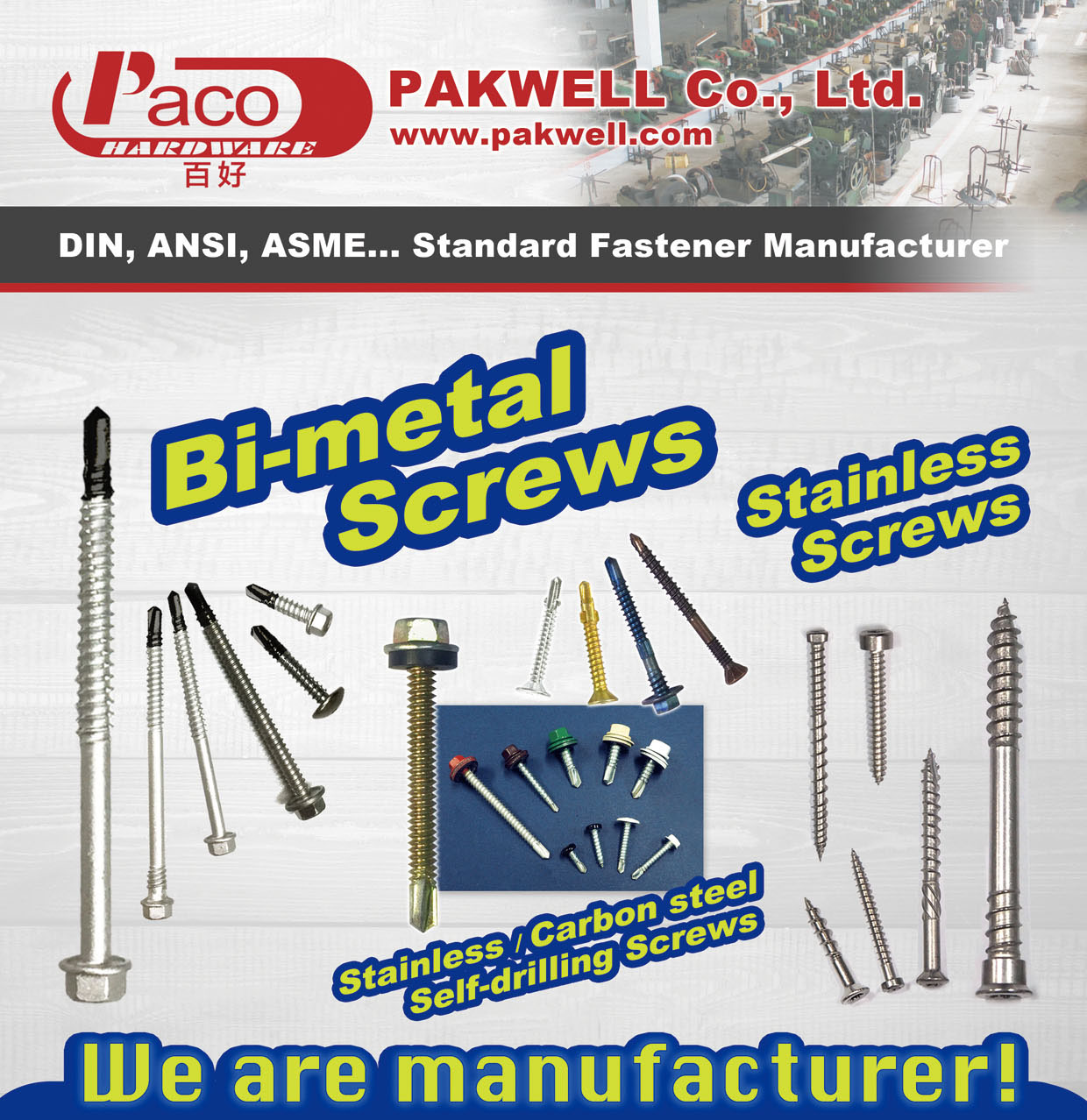 PAKWELL GROUP , Bi-Metal Screws, Stainless Screws, Self-drilling Screws , Bi-metal Screw