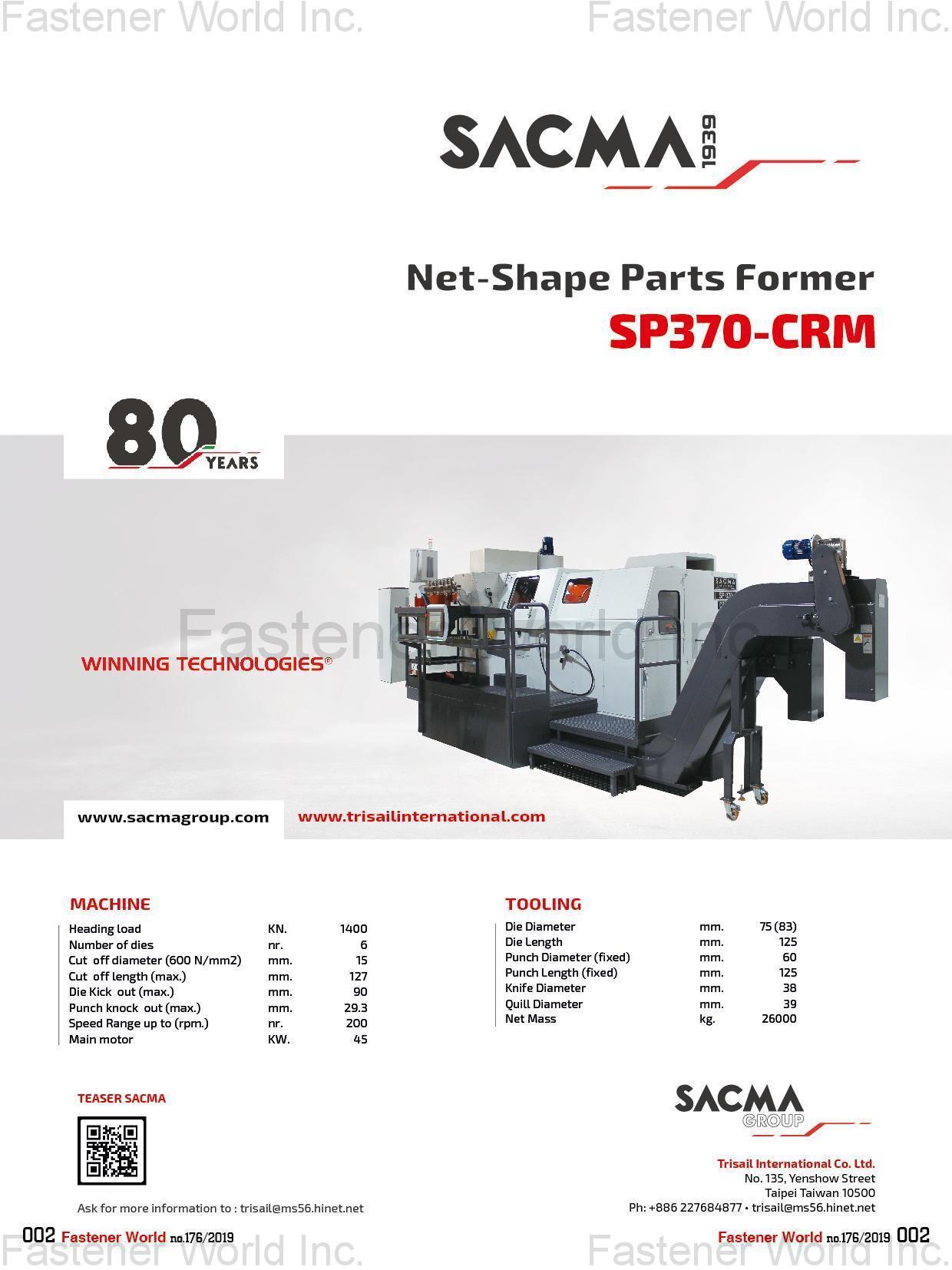 SACMA GROUP , Net-Shape Parts Former (SP370-CRM) , Screw (Bolt) Formers