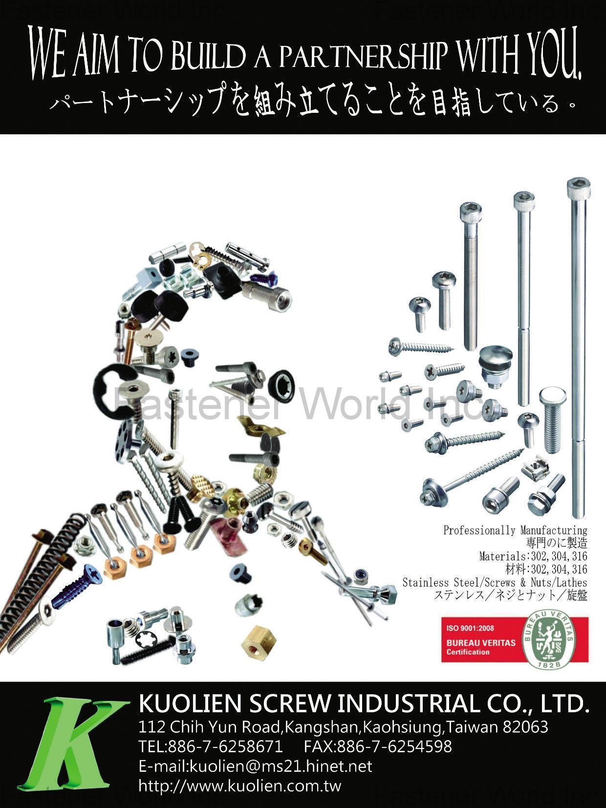 KUOLIEN SCREW INDUSTRIAL CO., LTD. , Stainless Steel, Screws, Nuts, Lathes , Stainless Steel Screws