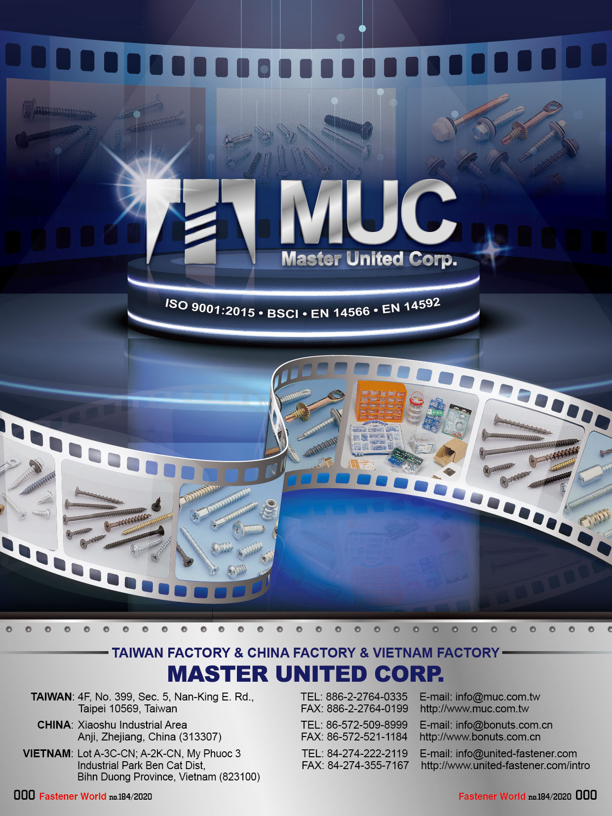 MASTER UNITED CORP.  , Furniture Screw, Connecting Screw, Euro Screw, Screw with Hole, Funnel Hi-Lo Screw, Counter Screw, Twinfast Wood Screw, Studs and Bolts, Allen Hex Keys,Furniture Stems,Threaded Dowels,Cross Dowels,Insert Nuts,K.D. Fitting,Cover Caps,Castor Stems,Anchors , Furniture Screws