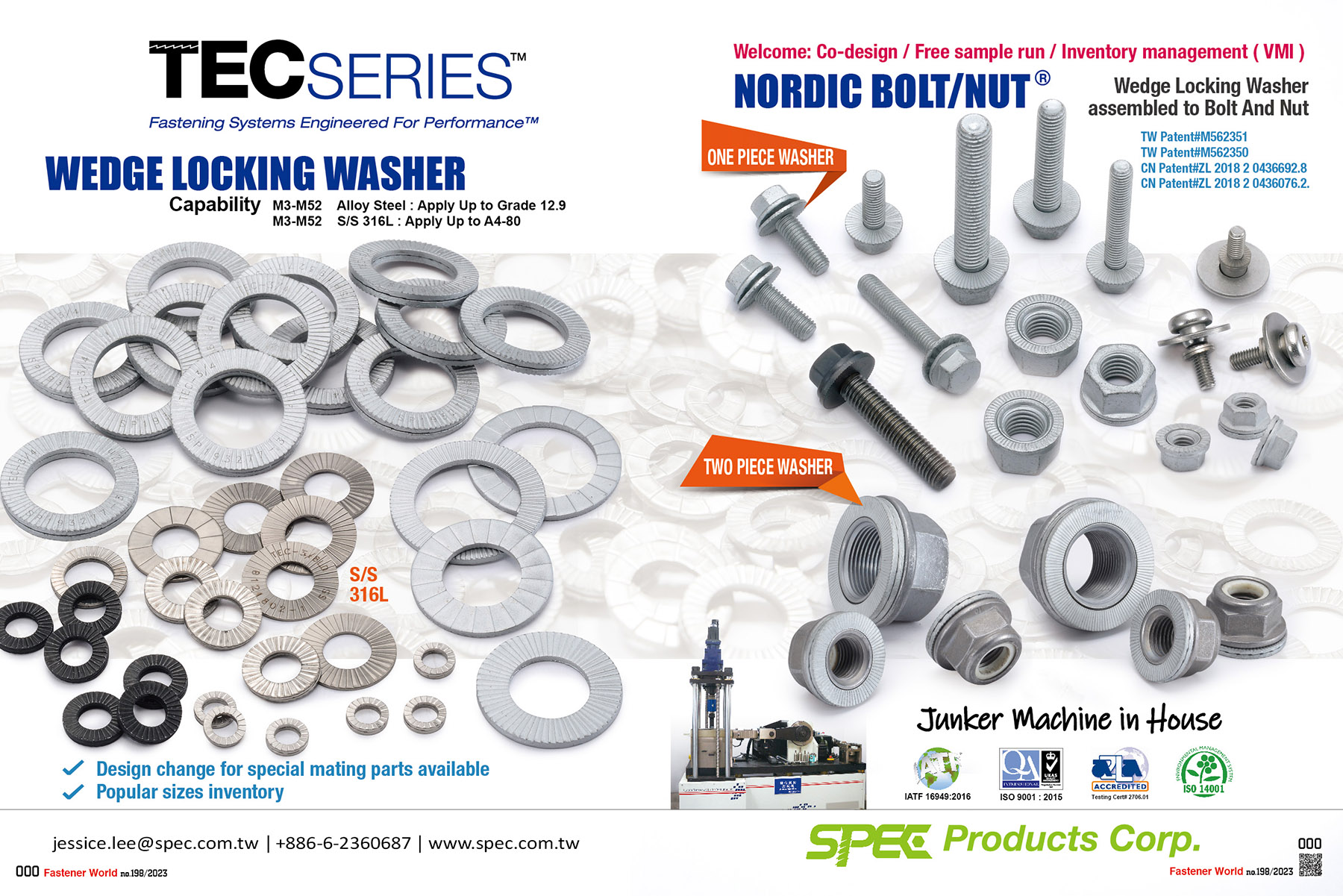 SPEC PRODUCTS CORP.  , TEC Series, Wedge Locking Washers, Nordic Bolt/Nut , Special Washers