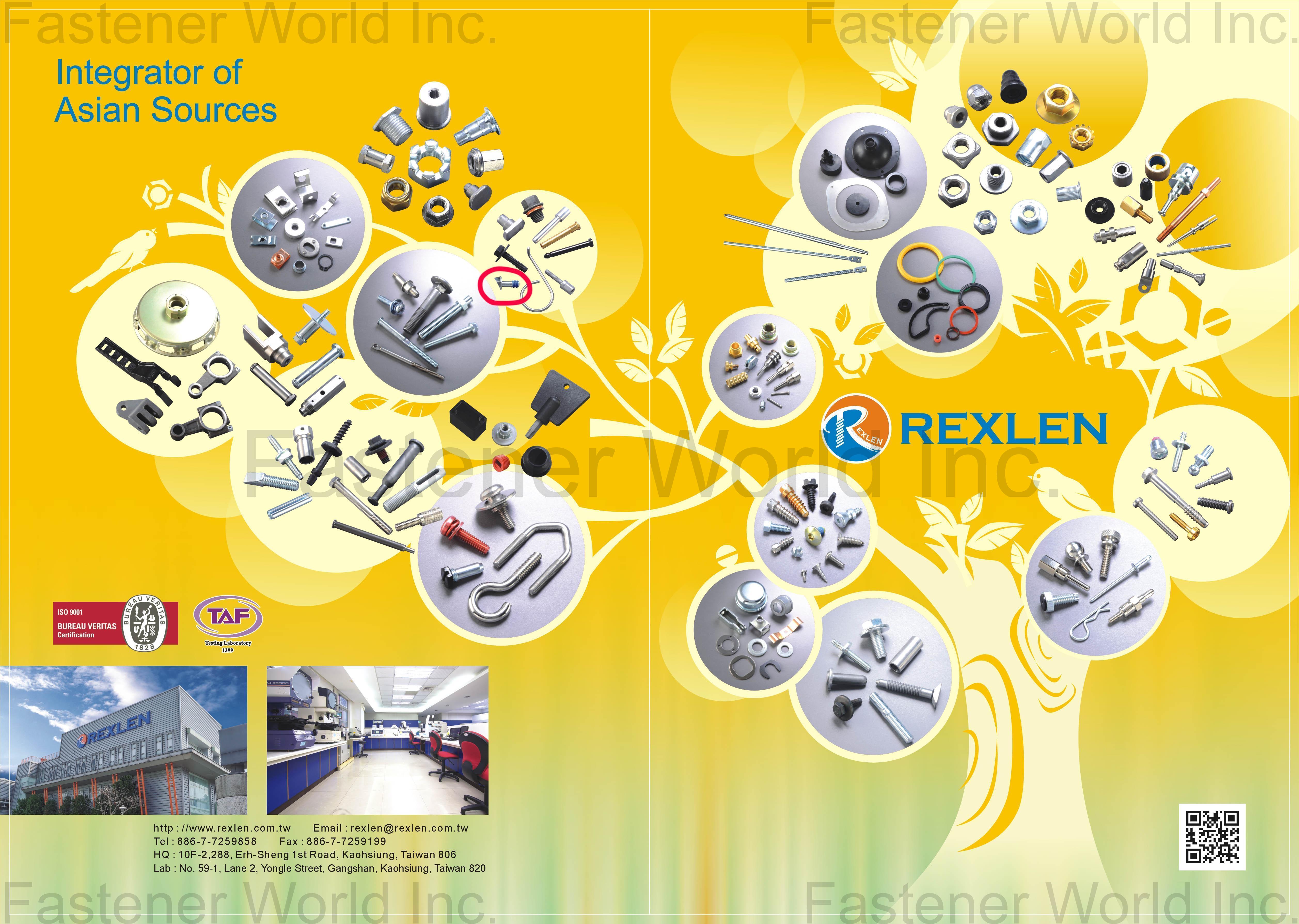 REXLEN CORP.  , AUTO PARTS, BOLTS & STUDS, CASTINGS, CUSTOM PARTS, NUTS, RUBBER & INJECTION, MOLDED PLASTIC COMPONENTS, SCREWS, STAMPINGS, TURNING PARTS