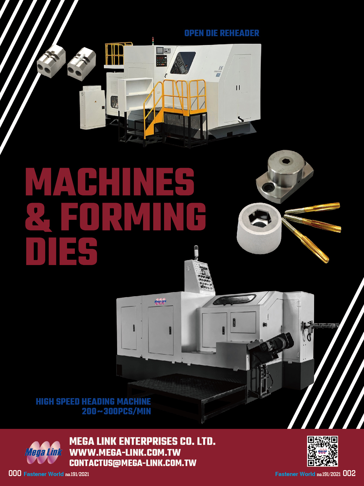 MEGA LINK ENTERPRISES CO., LTD.  , Machines & Forming Dies, Open Die Reheader, High Speed Heading Machine