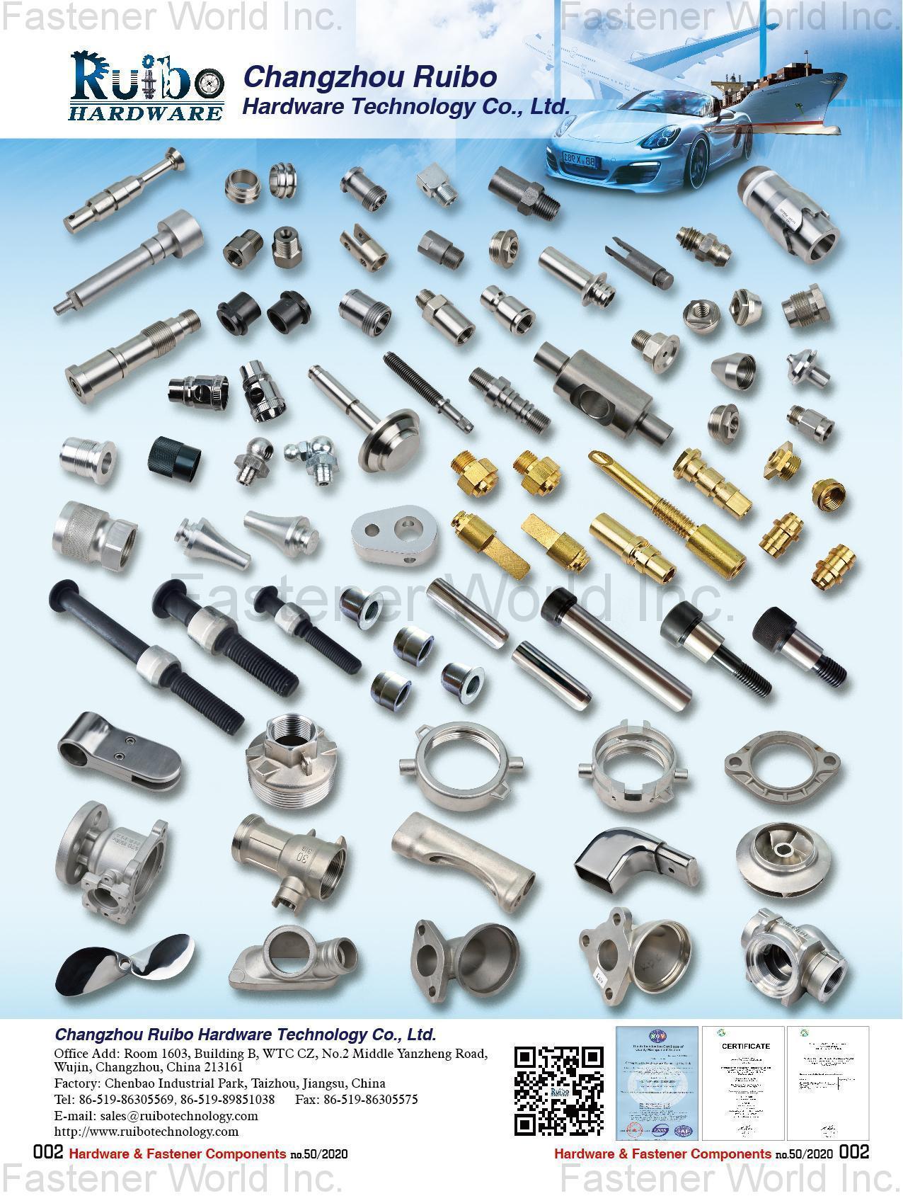 CHANGZHOU RUIBO HARDWARE TECHNOLOGY CO., LTD. , High Strength Bolts / Optical Components / Non-standard Mechanical Parts / Automotive Parts / Hydraulic Components