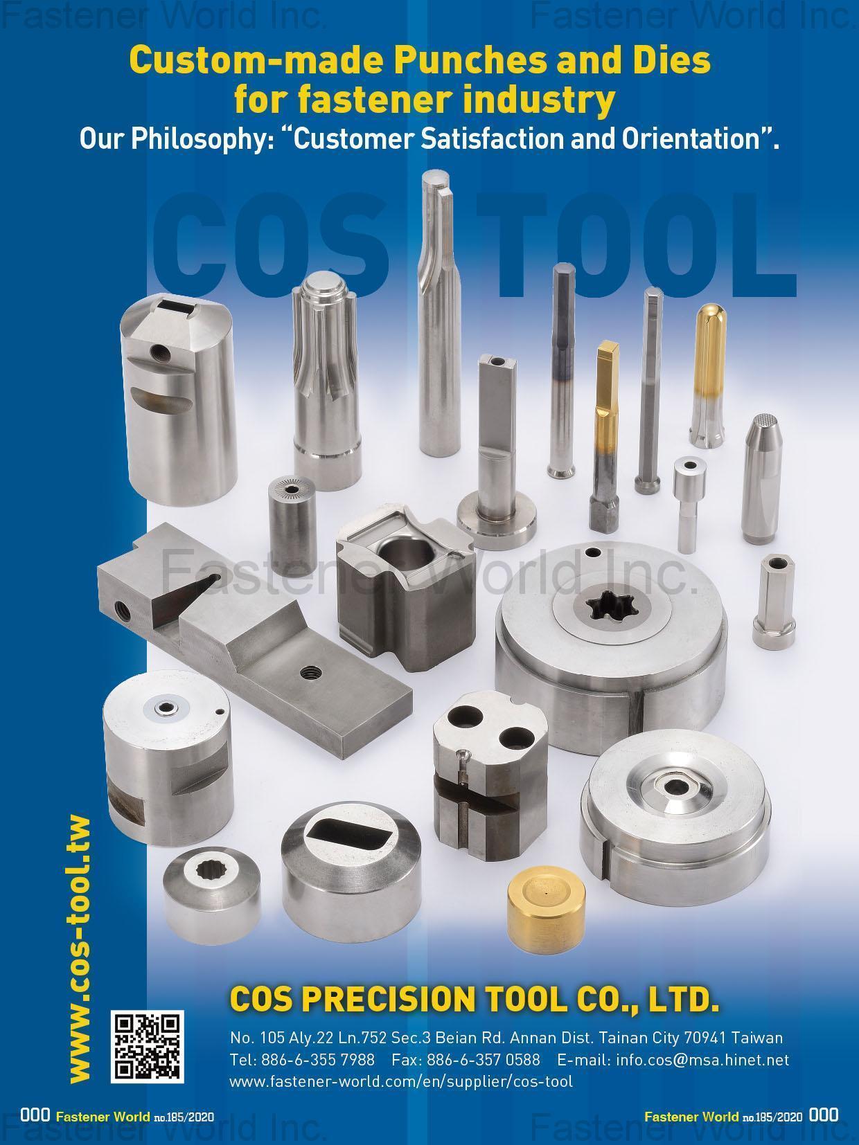 COS PRECISION TOOL CO., LTD. , Custom-made Punches and Dies for Fastener Industry