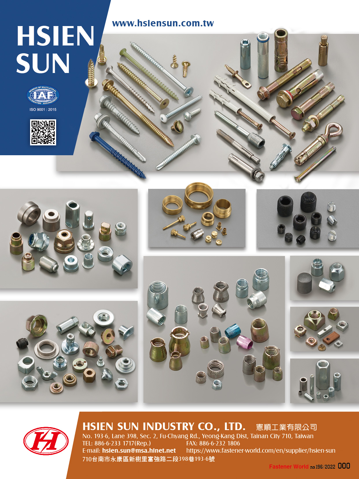 HSIEN SUN INDUSTRY CO., LTD. , Conical Nuts, Anchor, Concrete Sleeve Anchor, Sleeve Anchor Bolt Type, Sleeve Anchor Flange Type, Heavy Duty Anchor, Zmark Heavy Duty Anchor, Wedge Anchor Nuts, Concrete Wedge Anchor, Nylon Frame Anchor (With Ring), Nylon Nail Anchor With Screw, Special Nuts, Autoparts Nuts, Bicycle Nuts, Cap Nuts, Furniture Nuts, Hex & Round Coupling Nuts, Locking Nuts, Square Nuts, Thread Nuts, T Nuts, Turning Part, Set Screws,Self Drilling Screws, Tapping Screws, Chipboard Screws HSIEN SUN INDUSTRY CO., LTD. , Conical Nuts, Anchor, Concrete Sleeve Anchor, Sleeve Anchor Bolt Type, Sleeve Anchor Flange Type, Heavy Duty Anchor, Zmark Heavy Duty Anchor, Wedge Anchor Nuts, Concrete Wedge Anchor, Nylon Frame Anchor (With Ring), Nylon Nail Anchor With Screw, Special Nuts, Autoparts Nuts, Bicycle Nuts, Cap Nuts, Furniture Nuts, Hex & Round Coupling Nuts, Locking Nuts, Square Nuts, Thread Nuts, T Nuts, Turning Part, Set Screws,Self Drilling Screws, Tapping Screws, Chipboard Screws