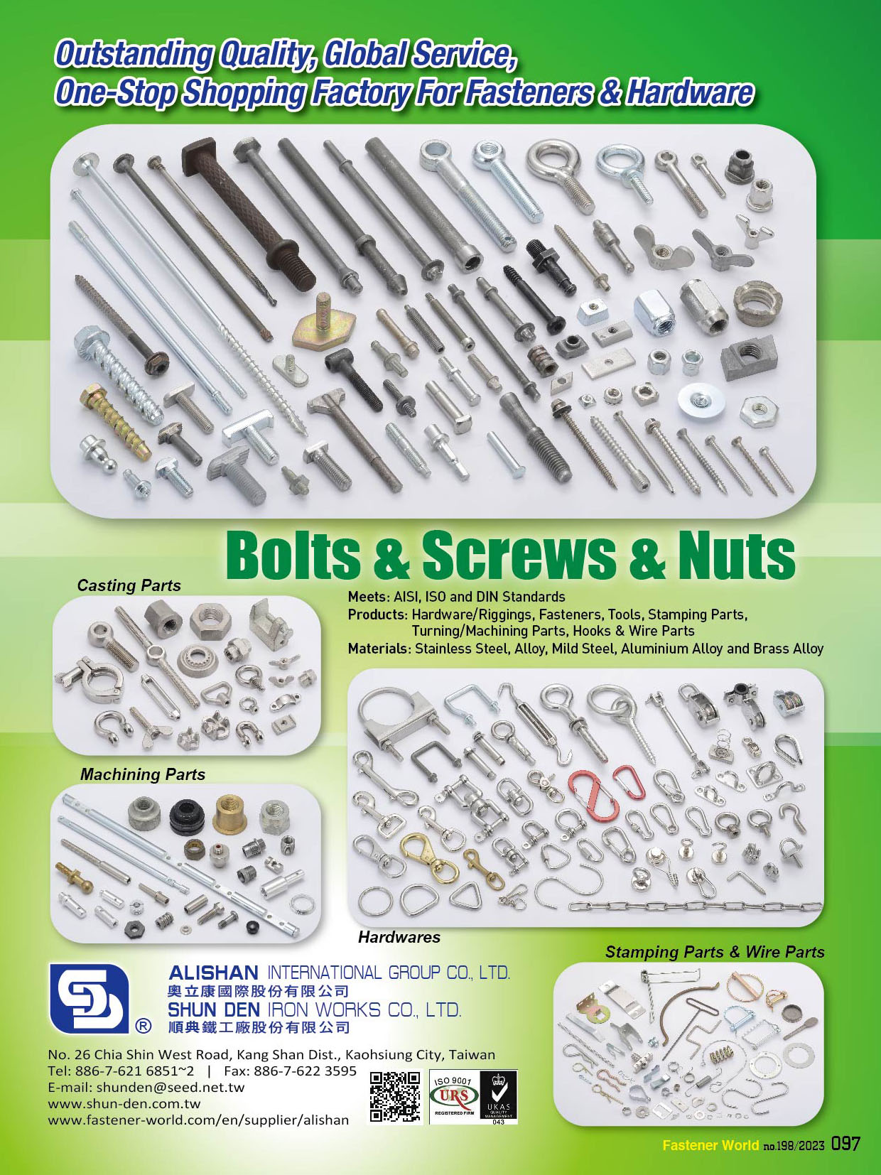 ALISHAN INTERNATIONAL GROUP CO., LTD. , Bolts & Screws, Nuts, Stamping Parts & Wire Parts, Eye Bolts, U Bolts, Clamps & Hooks, Hardware, Casting Parts & Machining Parts