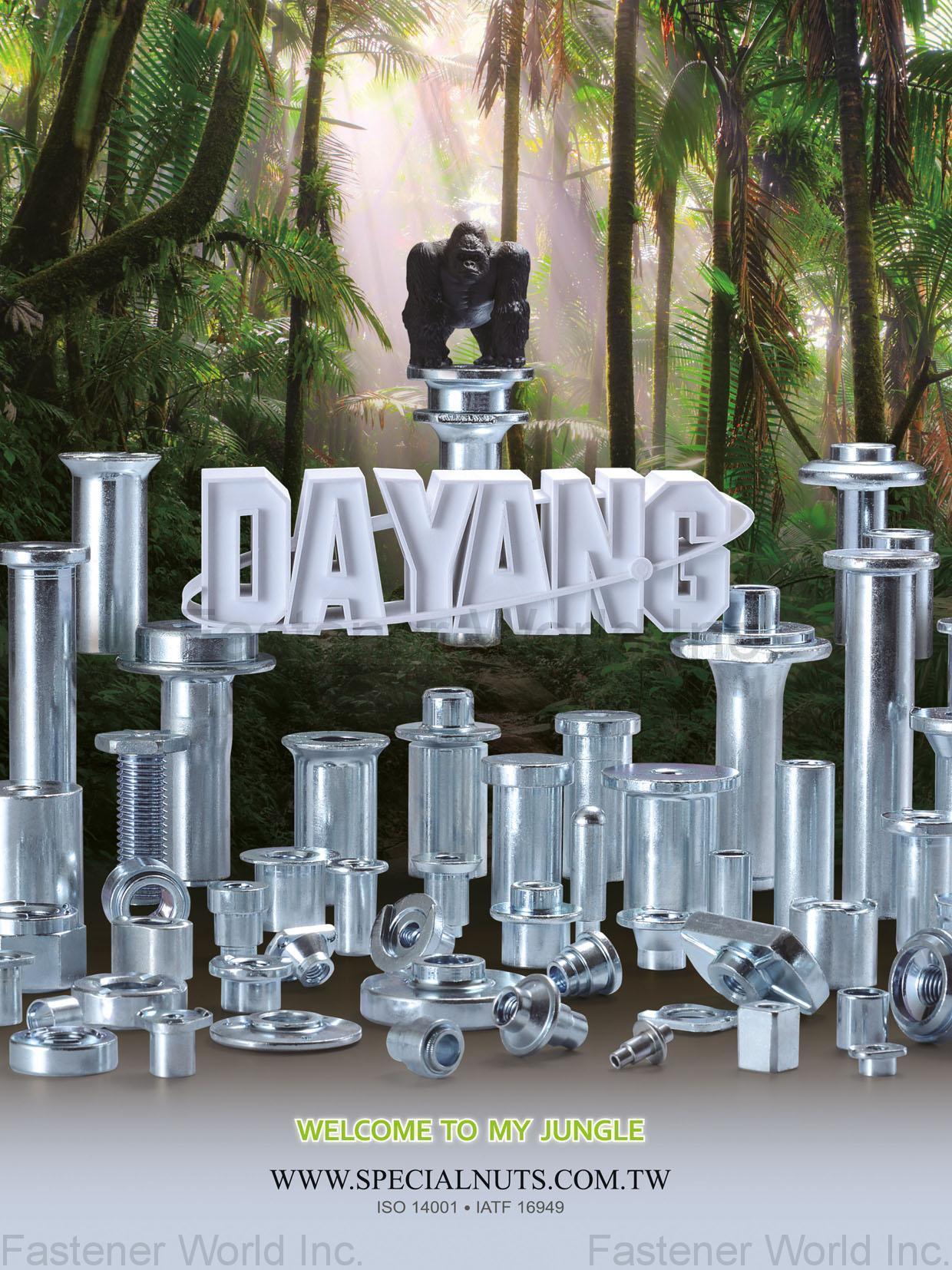 Da Yang Enterprise Co., Ltd. , SPECIAL PARTS, WELD NUTS, T-NUTS, TUBES, SPECIAL RIVETS