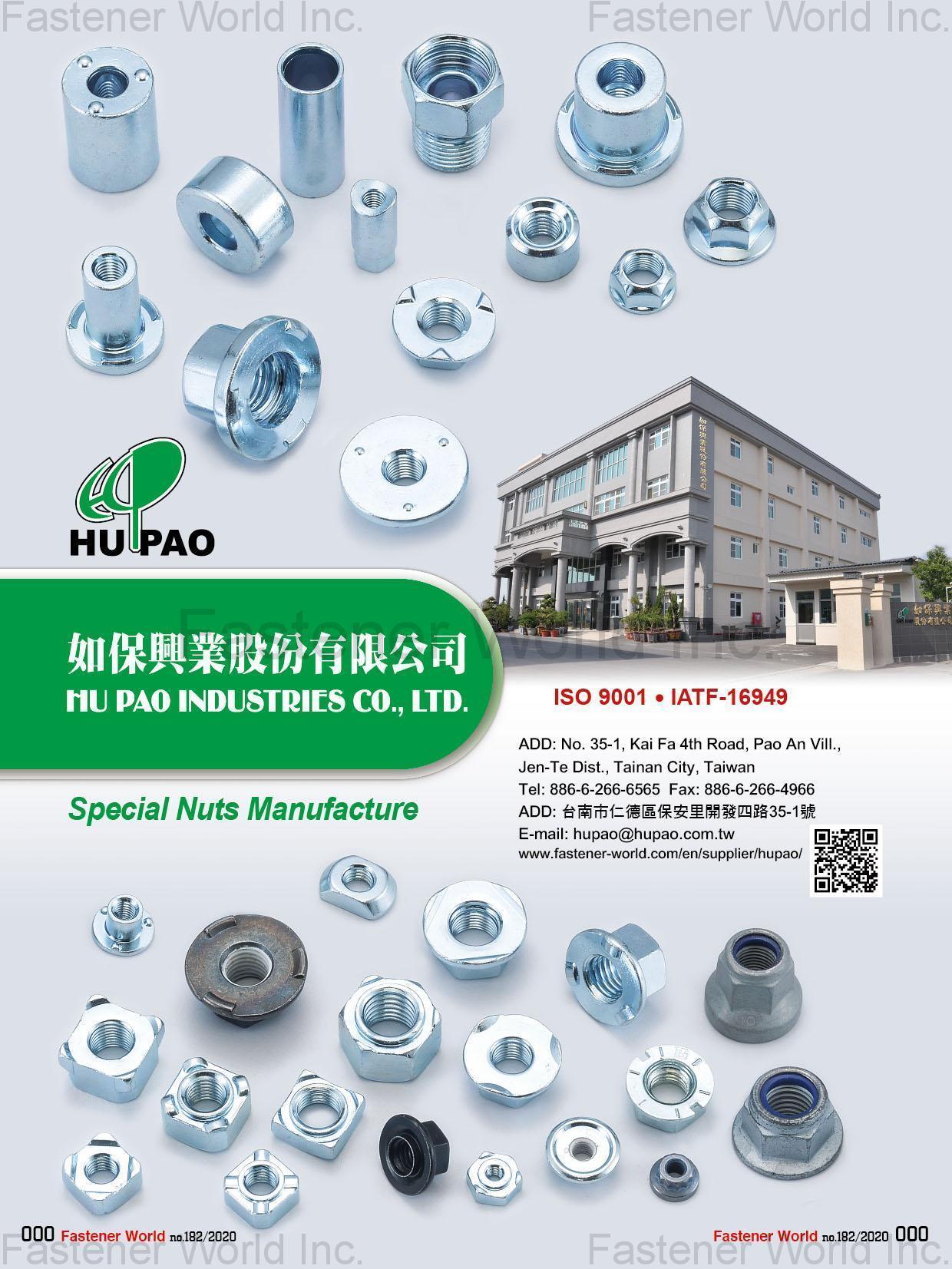 HU PAO INDUSTRIES CO., LTD.  , Special Nuts