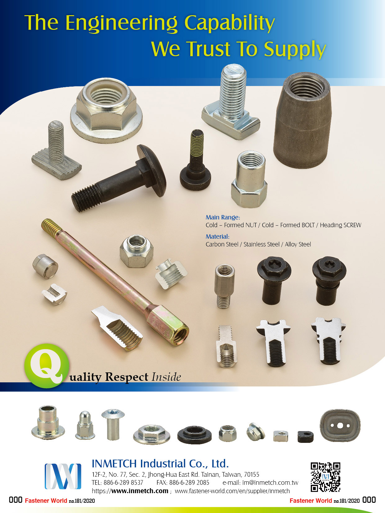 INMETCH INDUSTRIAL CO., LTD.  , Flanged Head Bolts, Locking Bolts, Stud Bolts, Cold - Formed Nuts, Cold - Formed Bolts, Heading Screws