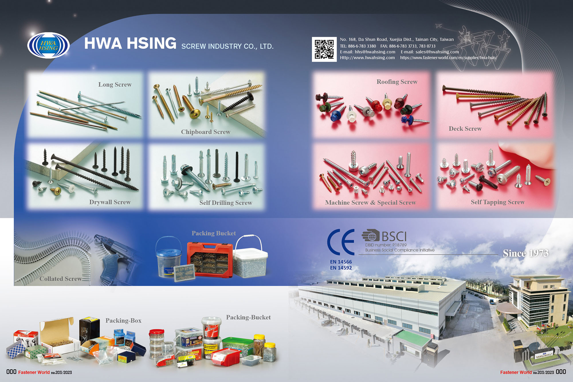 HWA HSING SCREW INDUSTRY CO., LTD. , Long Screw, Chipboard Screw, Roofing Screw, Deck Screw,Drywall Screw,Self Drilling Screw,Machine Screw & Special Screw,Self Tapping Screw,Collated Screw,Packing Bucket,Packing-Box HWA HSING SCREW INDUSTRY CO., LTD. , Long Screw, Chipboard Screw, Roofing Screw, Deck Screw,Drywall Screw,Self Drilling Screw,Machine Screw & Special Screw,Self Tapping Screw,Collated Screw,Packing Bucket,Packing-Box