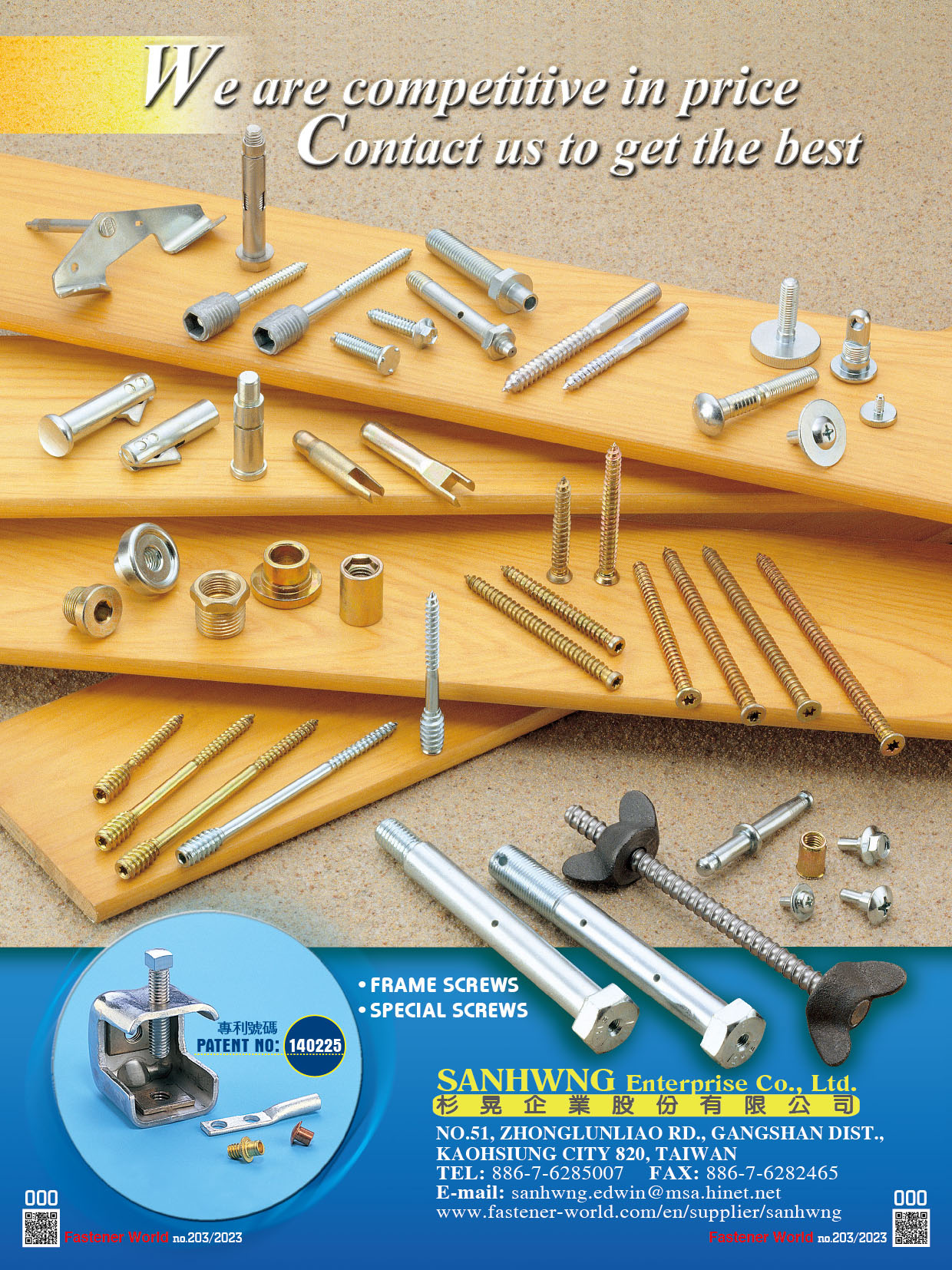 SANHWNG ENTERPRISE CO., LTD , Frame Screws / Special Screws, Bolts, Nuts, Anchors... SANHWNG ENTERPRISE CO., LTD , Frame Screws / Special Screws, Bolts, Nuts, Anchors...