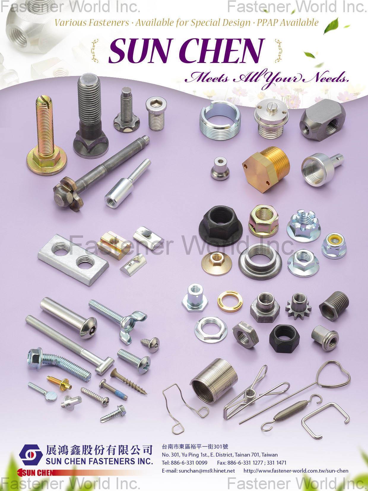 SUN CHEN FASTENERS INC. , Various Fasteners, Available for Special Design, PPAP Available , Special Screws