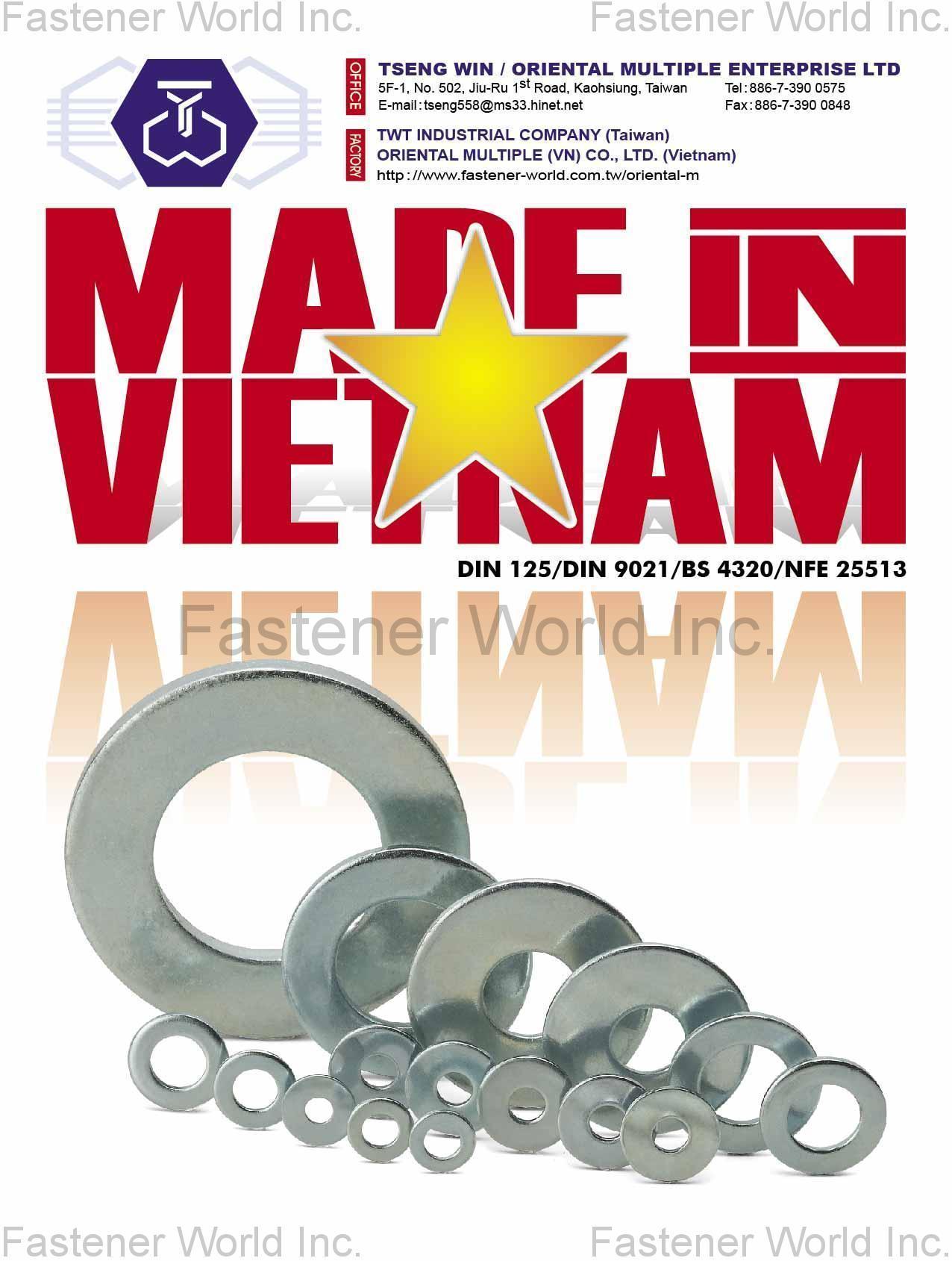 TSENG WIN / ORIENTAL MULTIPLE ENTERPRISE LTD. , Wedge Anchor , Steel Washers