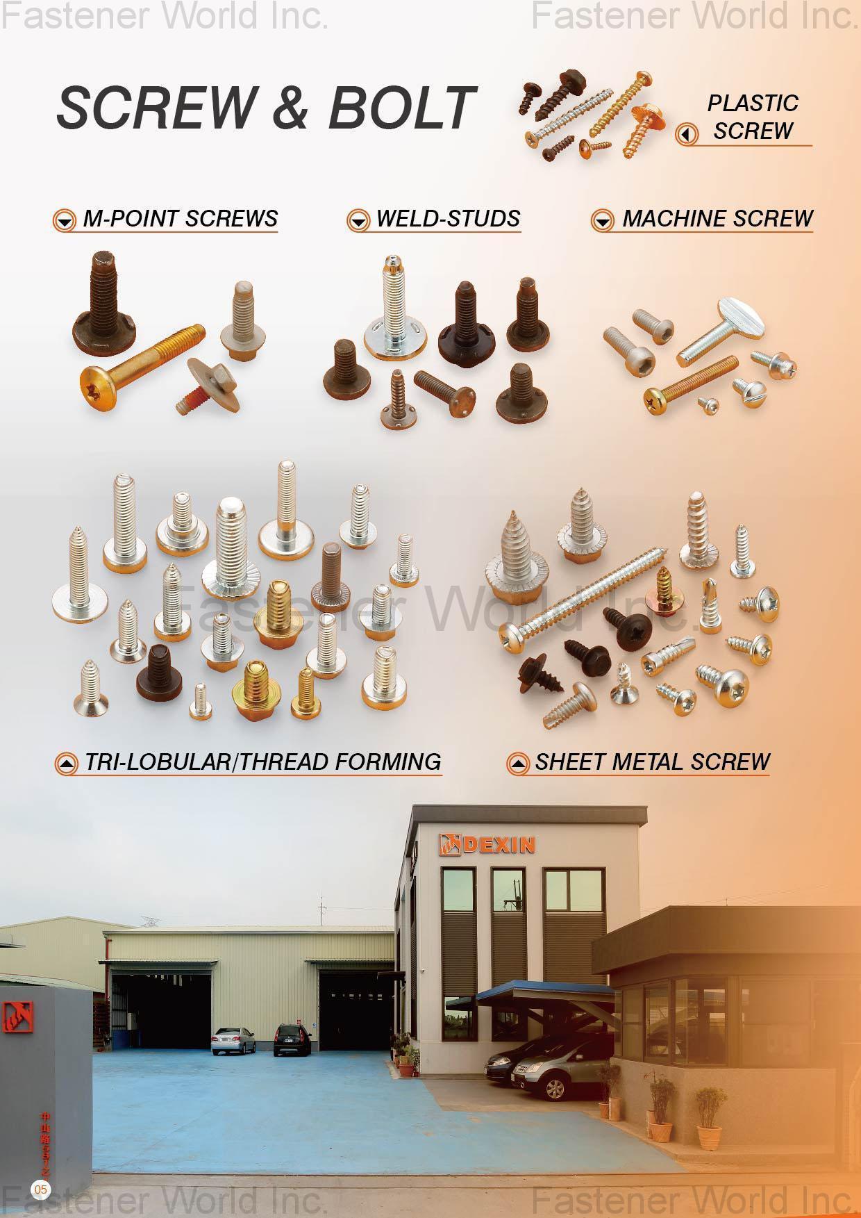 ORANGE FASTENERS , Screws & Bolts: Plastic Screws, M-Point Screws, Weld-Studs, Machine Screws, Tri-lobular / Thread Forming, Sheet Metal Screws