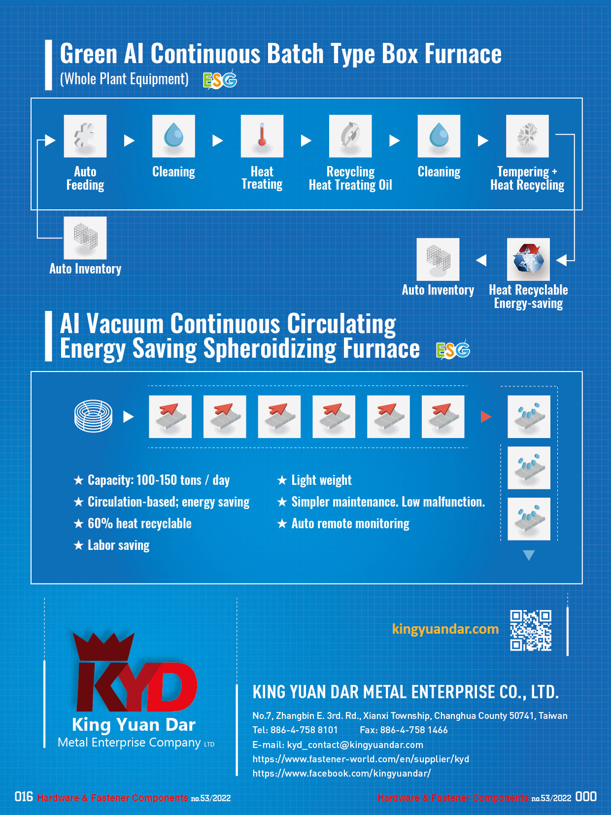 KING YUAN DAR METAL ENTERPRISE CO., LTD. , Green AI Continuous Batch Type Box Furnace, AI Vacuum Continuous Circulating Energy Saving Spheroidizing Furnace