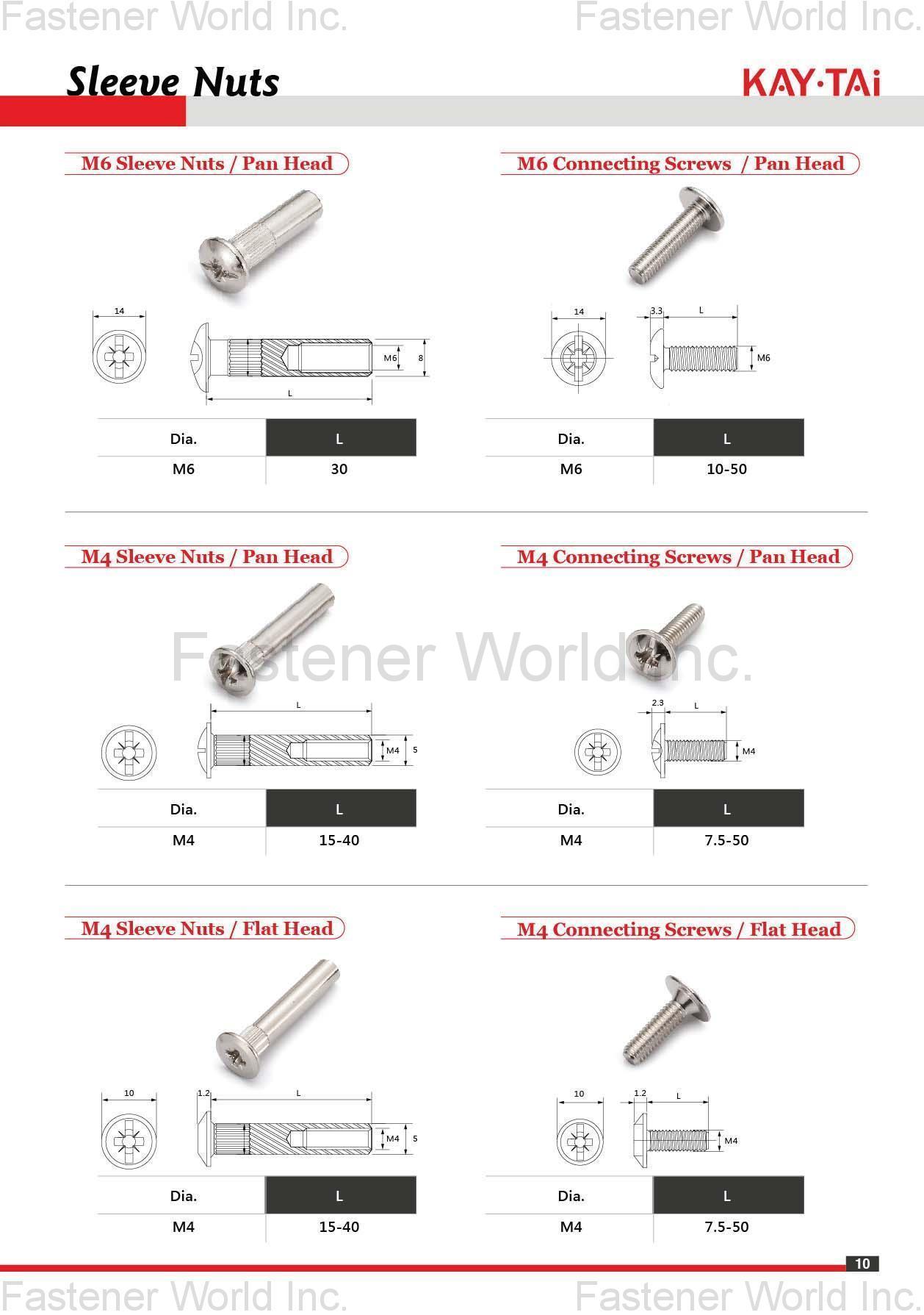 KAY-TAI FASTENERS INDUSTRIAL CO., LTD , KayTai,KD FITTINGS,Dowels,Zinc Alloy Cams,Quick Assembly Dowels,Eccentric ASSEMBLY TOOLS & PARTS,Wrench,Allen Keys,Wooden Dowelsm,Plastic Cover Caps Nuts,D Nuts,E Nuts,Insert Nuts,Sleeve Nuts,Connecting Nuts,Rivets,Cross Dowels,Nylon Nuts. SHELF SUPPORTS,Steel Pins,Glass Shelf Supports,Steel Shelf Supports,Supporting Pins SCREWS,Chipboard Screws,HI-LO Screws,Coating Screws,EURO Screws,Furniture Screws,Countersunk Screws,Pan Head Screws,JCBB / JCBC / JCBD Screws,Machine Screws,Knob Screws,Connecting Screws,5/32 KAY-TAI FASTENERS INDUSTRIAL CO., LTD , KayTai,KD FITTINGS,Dowels,Zinc Alloy Cams,Quick Assembly Dowels,Eccentric ASSEMBLY TOOLS & PARTS,Wrench,Allen Keys,Wooden Dowelsm,Plastic Cover Caps Nuts,D Nuts,E Nuts,Insert Nuts,Sleeve Nuts,Connecting Nuts,Rivets,Cross Dowels,Nylon Nuts. SHELF SUPPORTS,Steel Pins,Glass Shelf Supports,Steel Shelf Supports,Supporting Pins SCREWS,Chipboard Screws,HI-LO Screws,Coating Screws,EURO Screws,Furniture Screws,Countersunk Screws,Pan Head Screws,JCBB / JCBC / JCBD Screws,Machine Screws,Knob Screws,Connecting Screws,5/32