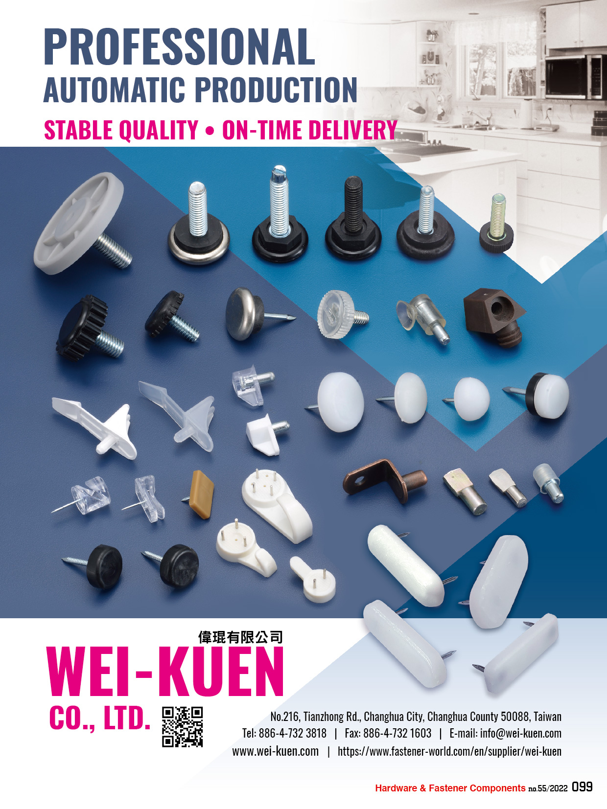 WEI-KUEN CO., LTD. , Nail Glide, Adjustment Screws, Shelf Support, Hooks, Dorstop/Foot Pad, Others