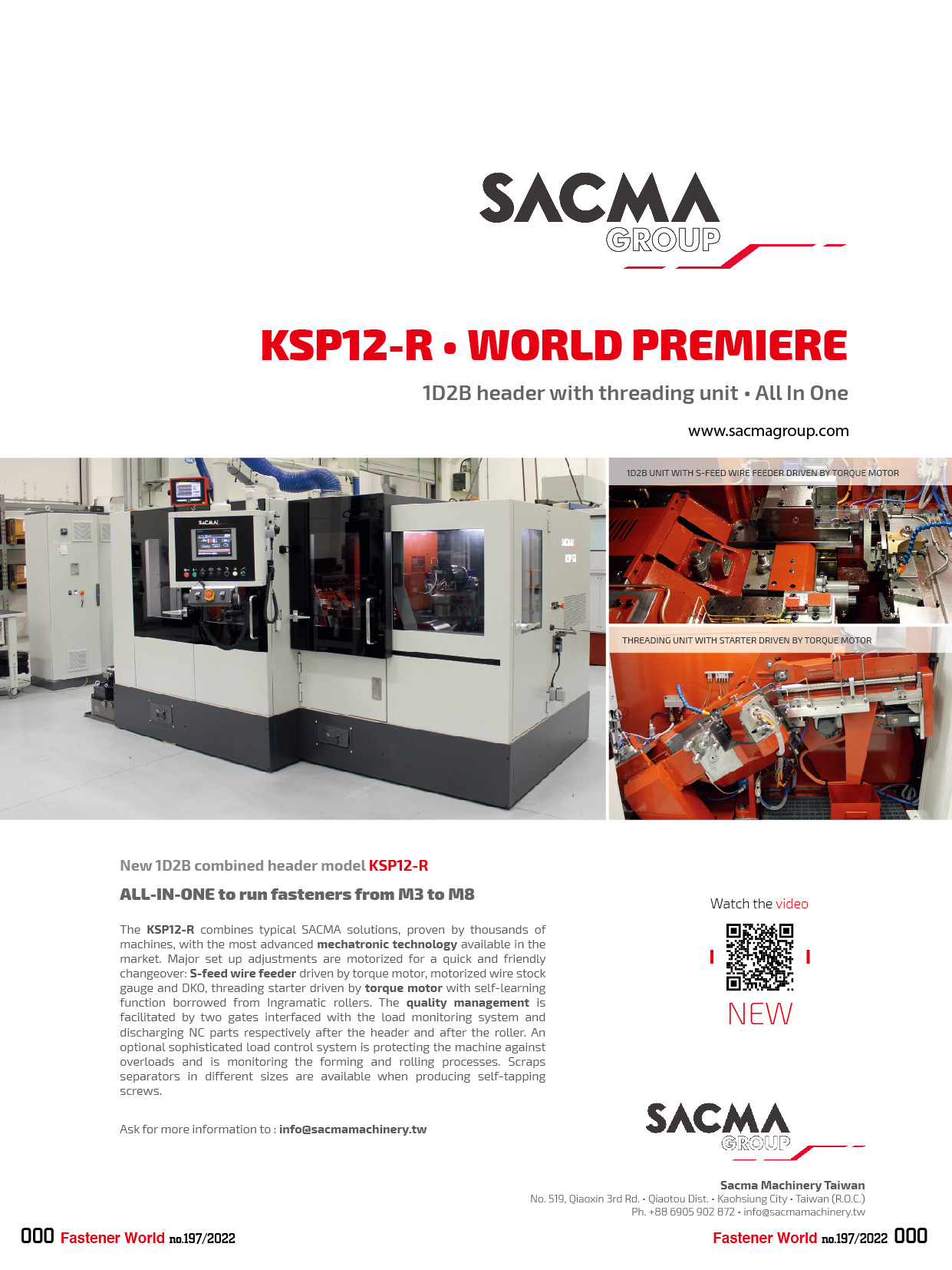 SACMA GROUP , KSP12-R, 1D2B Header with Threading Unit, All in One